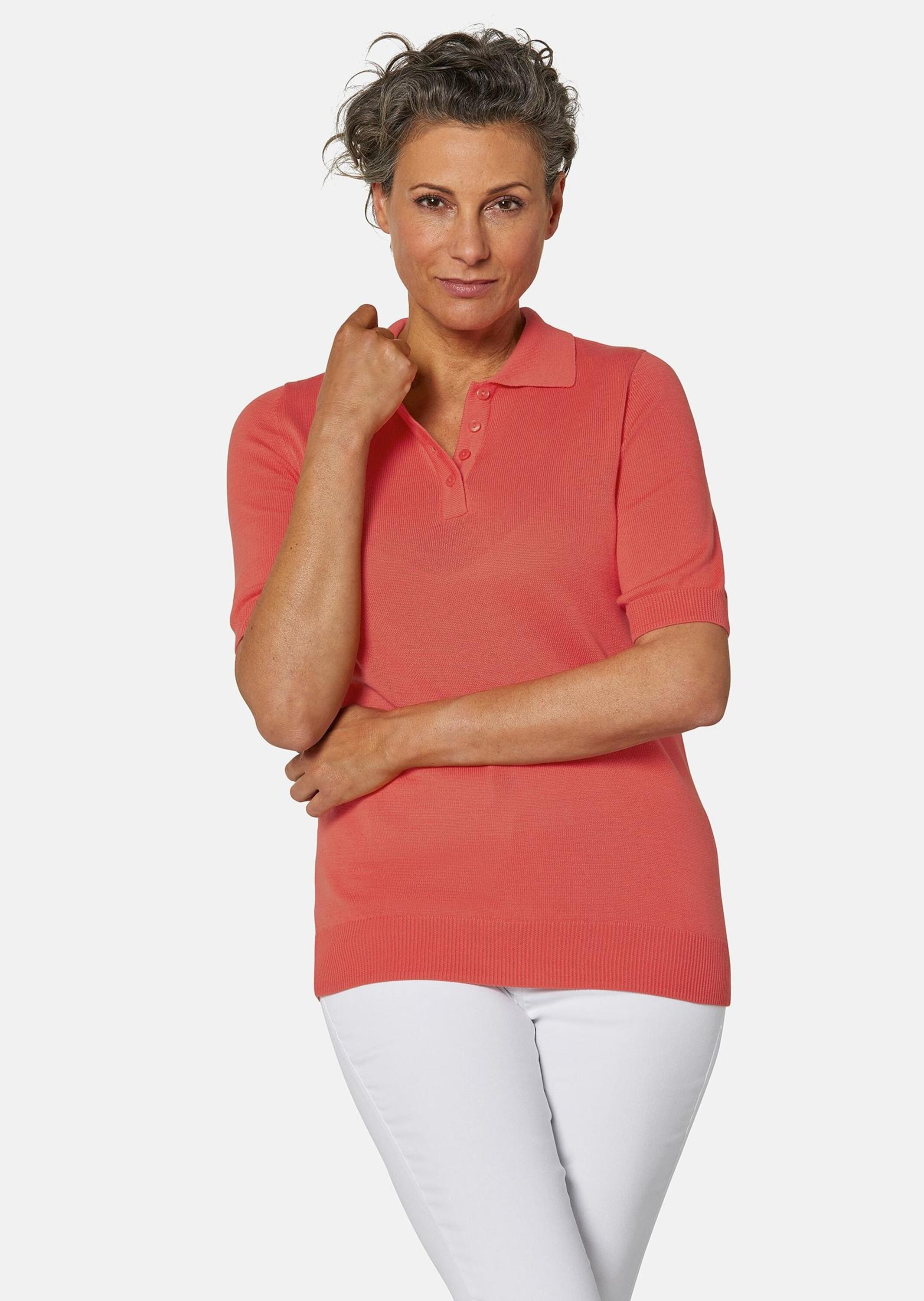 GOLDNER Kurzarmpullover "Kurzarm Strickpullover mit adrettem Kragen" günstig online kaufen