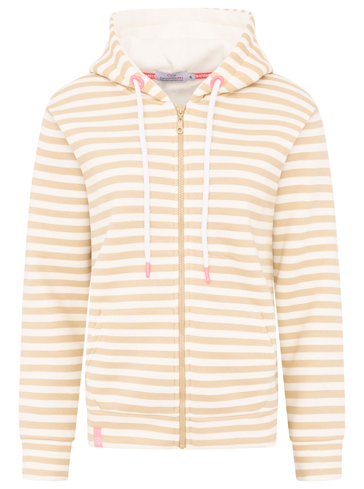 Zwillingsherz Kapuzensweatjacke, Streifen, Kapuze, Reißverschluss, modisch, Langarm, Taschen