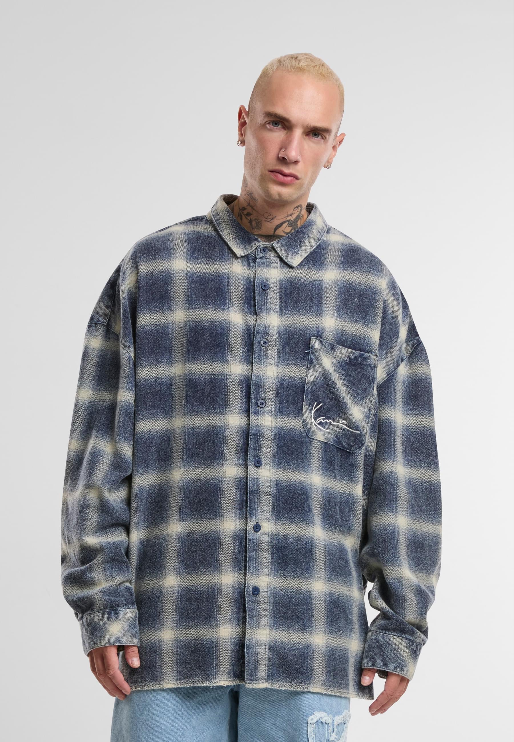 Karl Kani Langarmhemd »Karl Kani Karl Kani Small Signature Distressed Check Overshirt«, (1 tlg.)