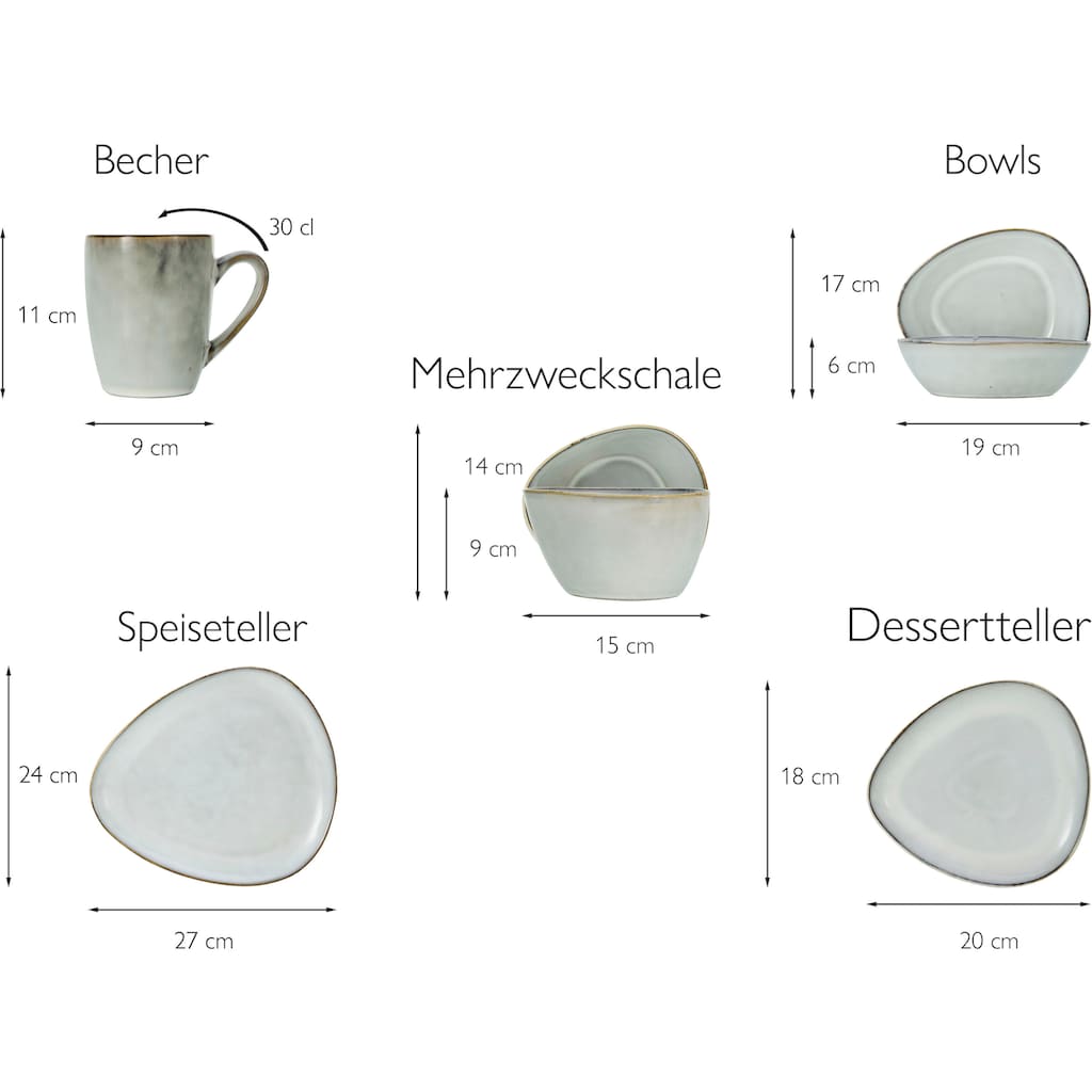 CreaTable Kombiservice »Cloudy«, (Set, 10 tlg., Kaffeeservice und Tafelservice im Set, für 2 Personen)