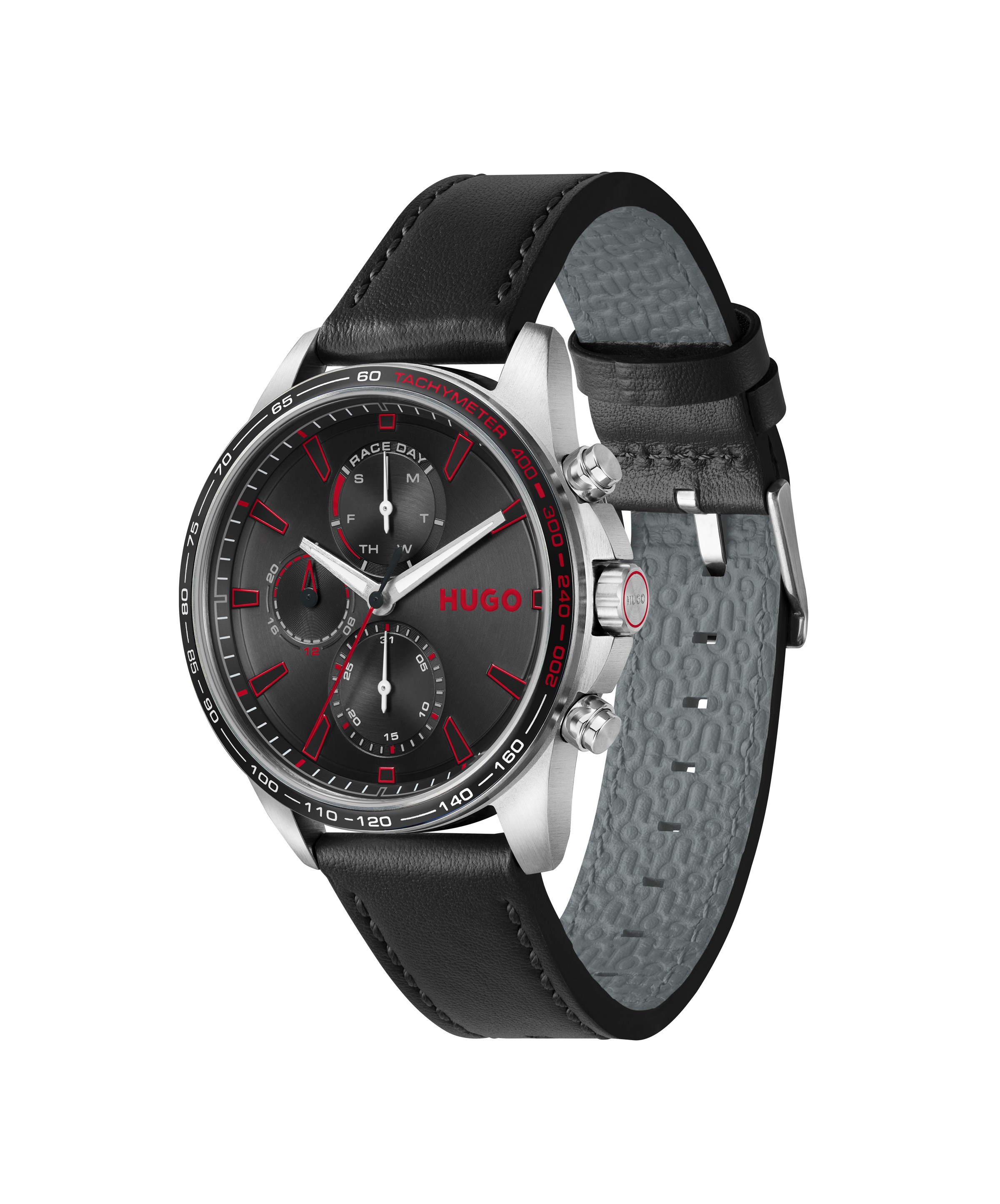 HUGO Multifunktionsuhr »#DRIFT« Quarzuhr, Armbanduhr, Herrenuhr, Lederarmband, analog