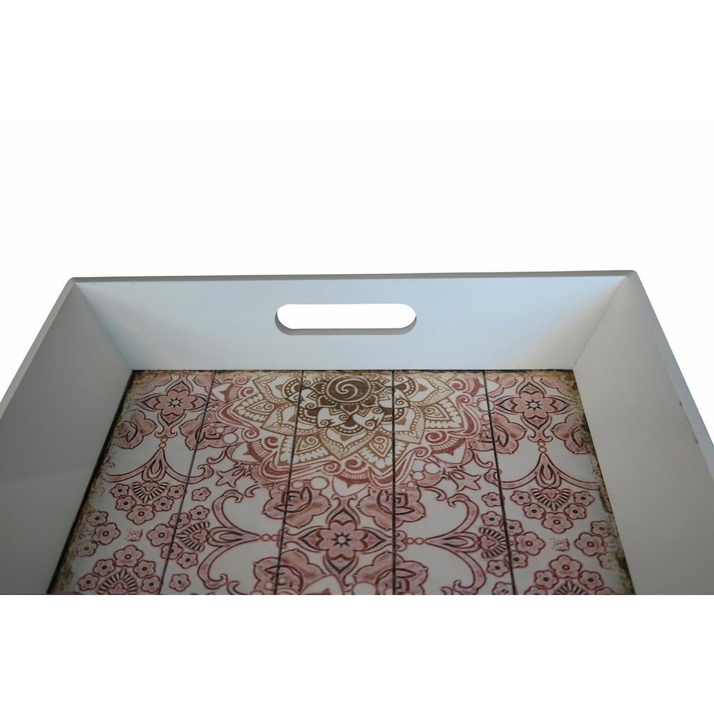 Myflair Möbel & Accessoires Tablett, (Set, 3 tlg.), Dekotablett, weiß, bedruckte Stellfläche, Shabby Optik