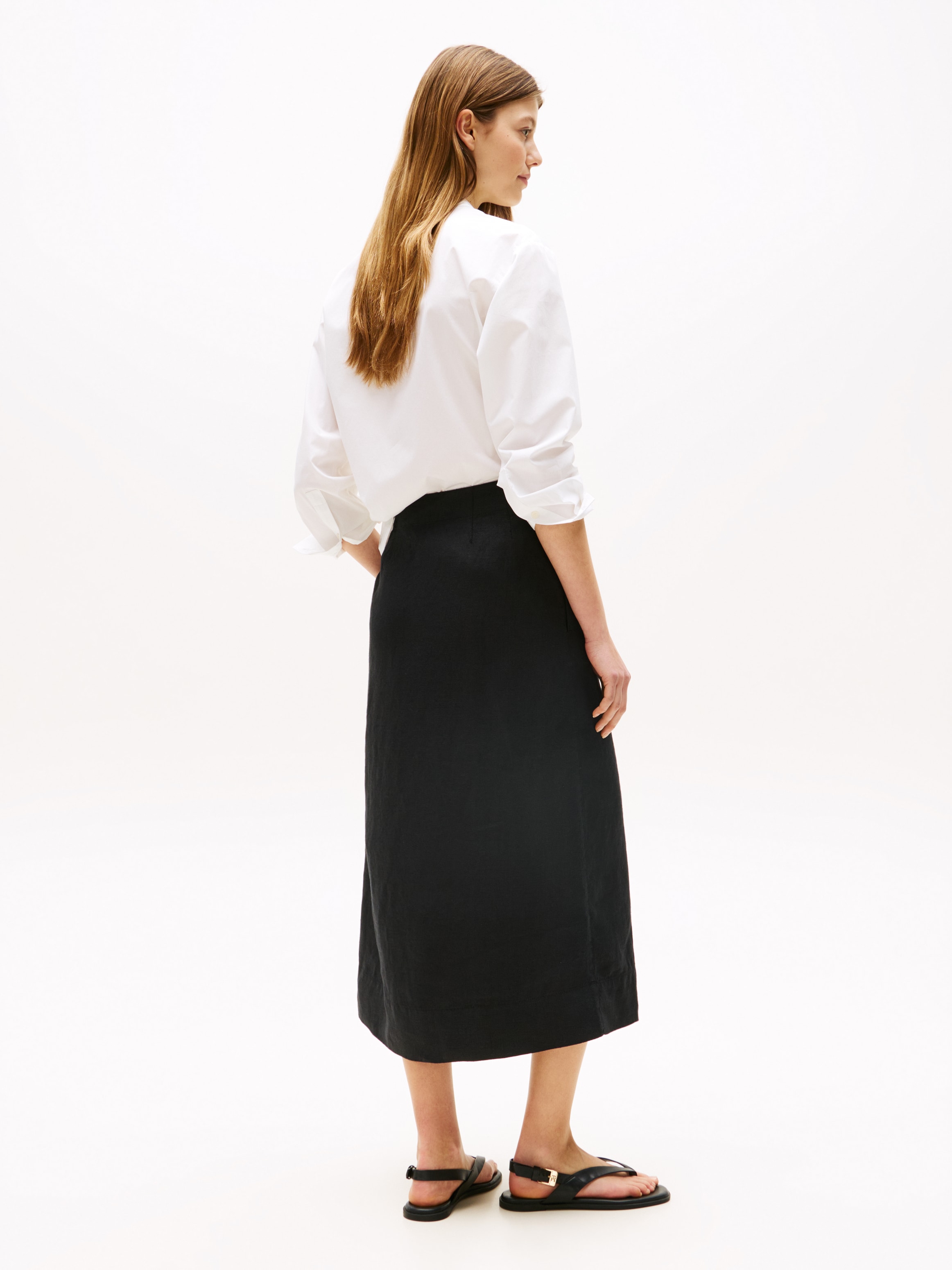 Tommy Hilfiger Wickelrock »ESS LINEN KNEE WRAP SKIRT«, mit Leinen