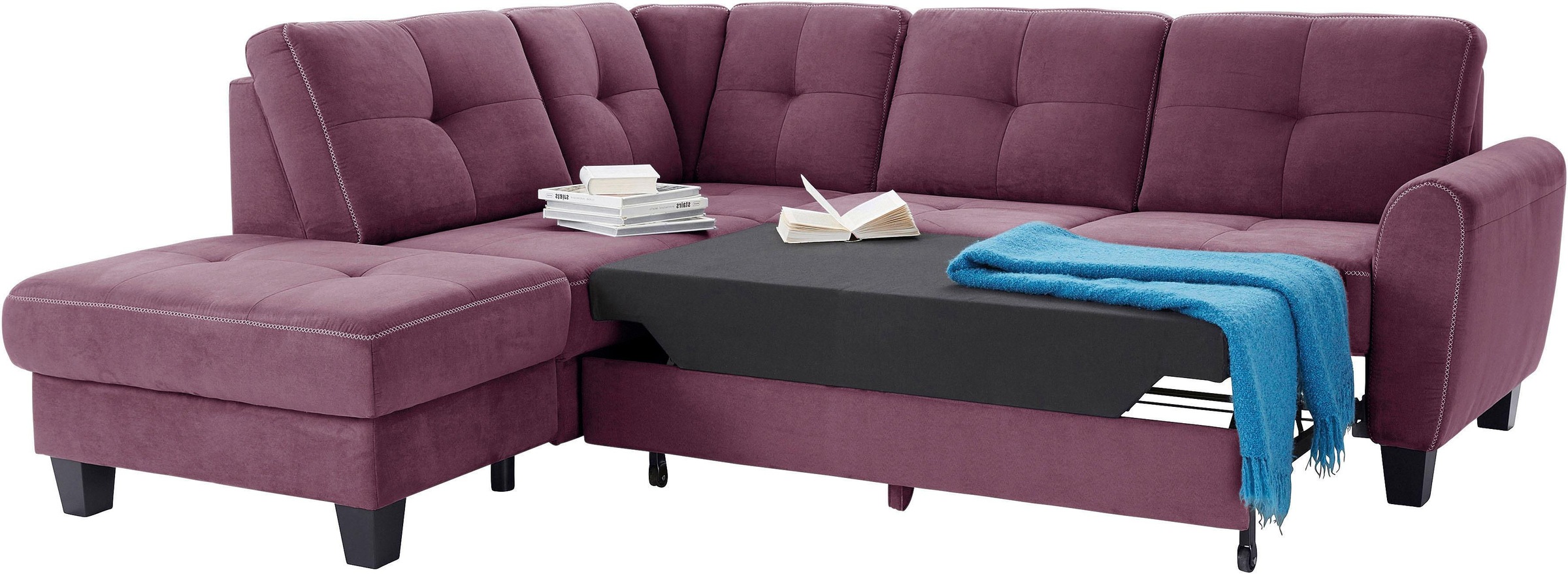 sit&more Ecksofa »Varese L-Form«, mit Federkern, wahlweise mit Bettfunktion und Stauraum
