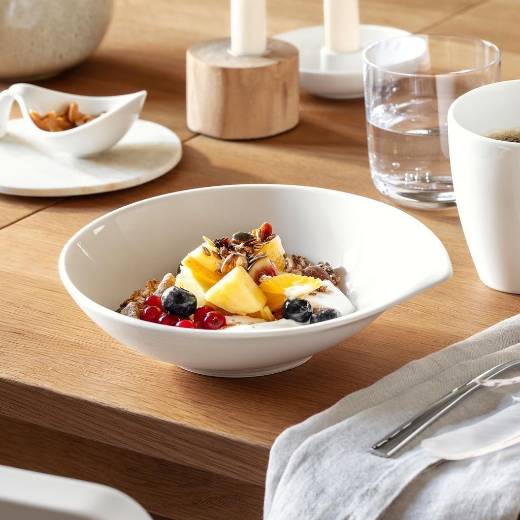 Villeroy & Boch Geschirr-Set »Tafelservice Flow 18er Set weiß« Spülmaschinengeeignet, Mikrowellenfest
