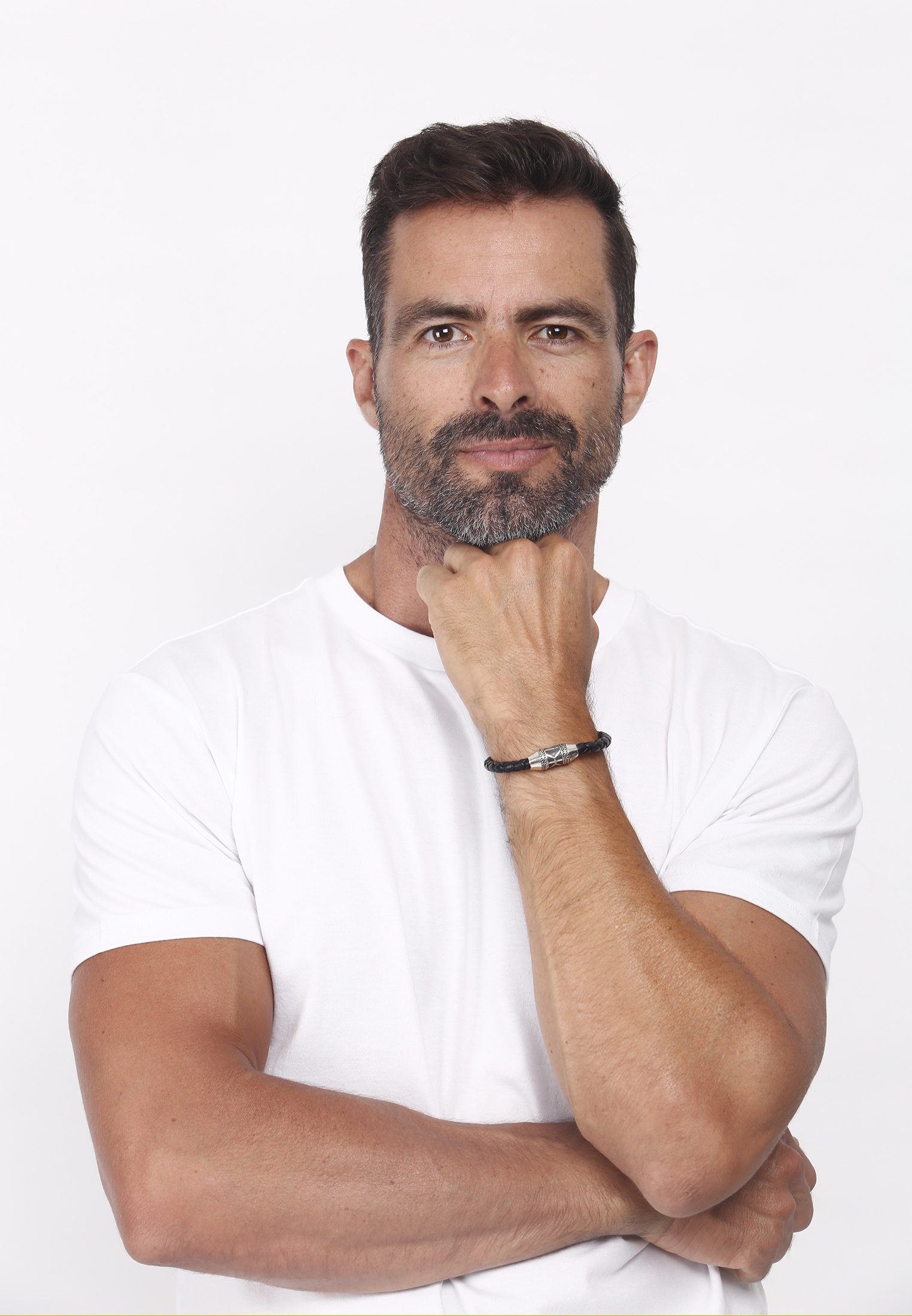 Kuzzoi Armband »Herren Leder Logo Magnet-Verschluß 925 Silber«