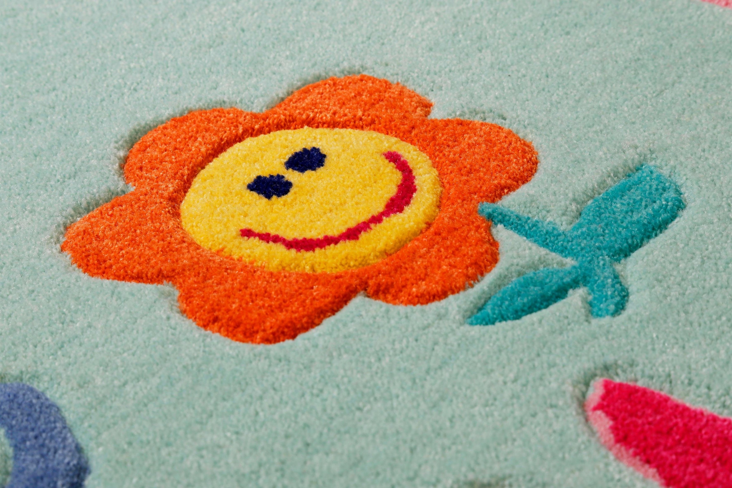 SMART KIDS Kinderteppich »Happy me!«, rechteckig, Regenbogen Blume, Konturenschnitt