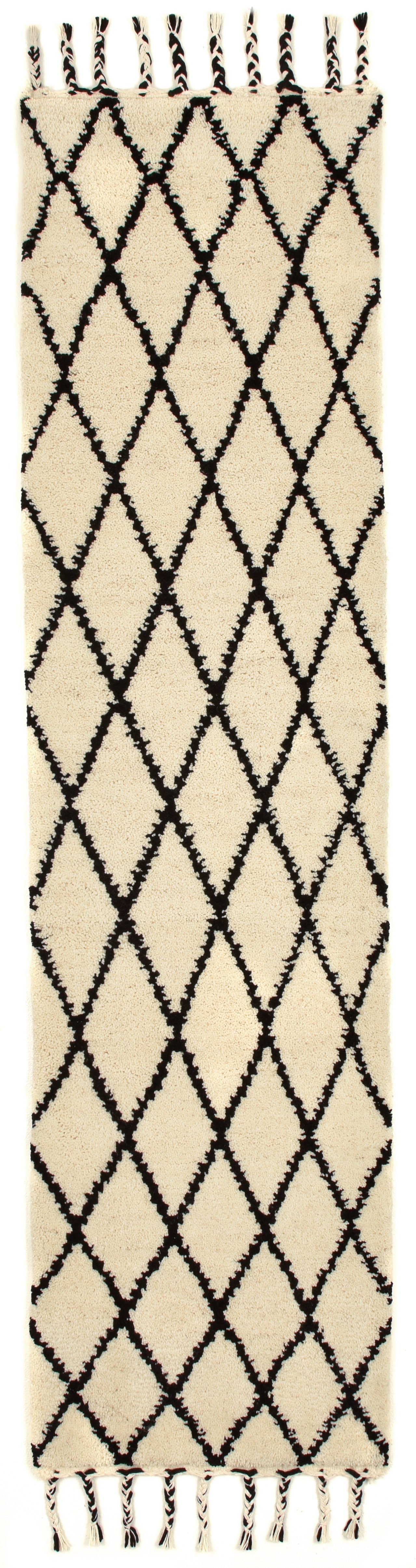 THEKO Wollteppich "MARMOUCHA 05" rechteckig 24 mm Höhe reine Wolle, Rauten Design, mit Fransen, auch als Läufer