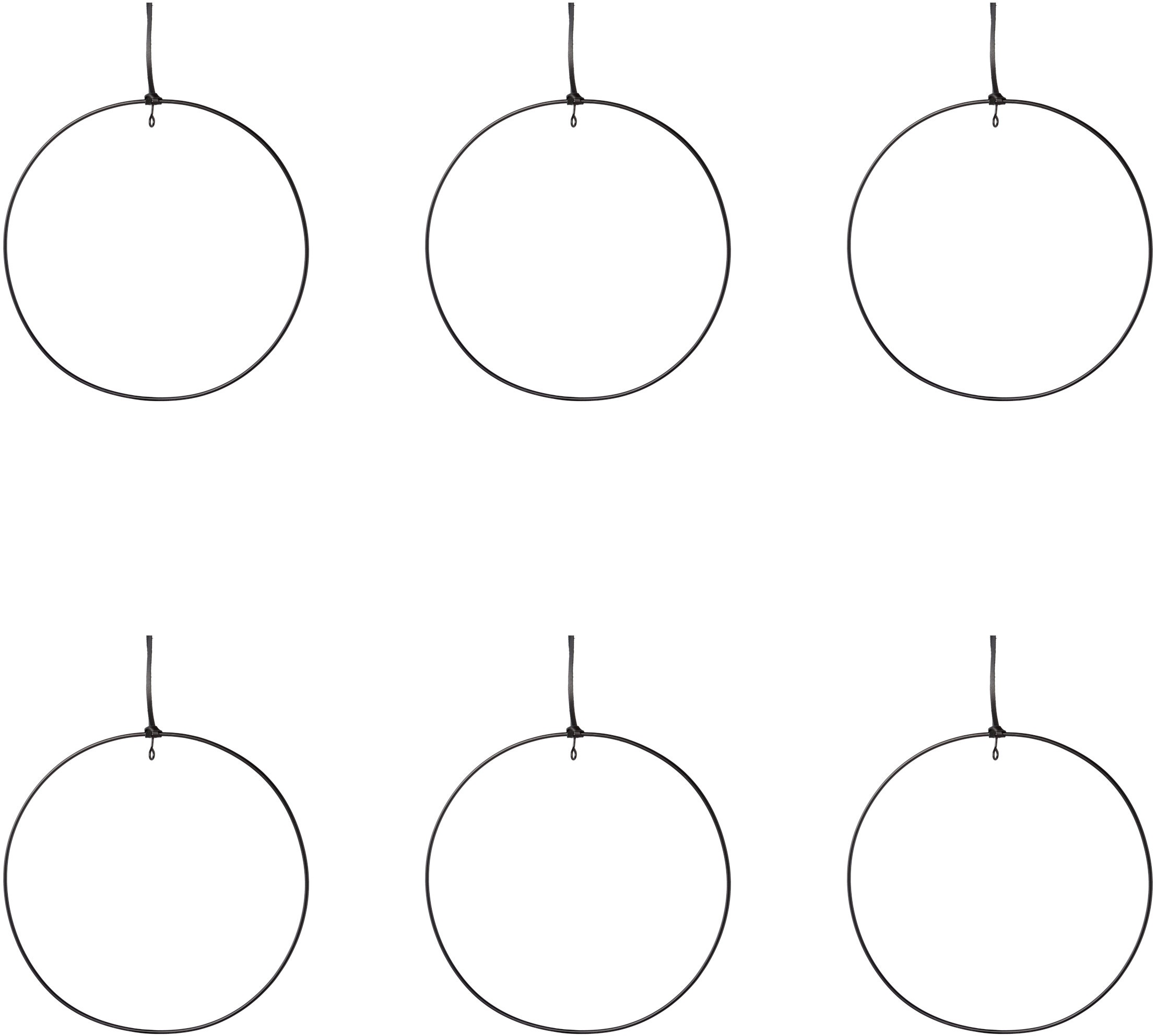 Dekohänger, (6 St.), Metallring mit hochwertigem Lederband