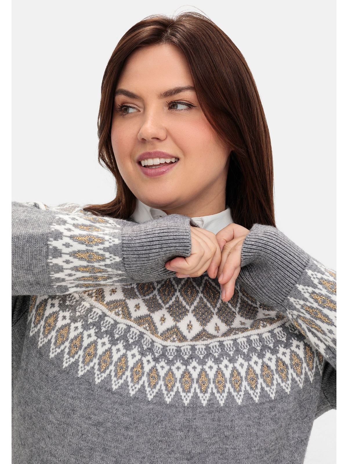 sheego by Joe Browns Strickpullover »Große Größen«, mit Norwegermuster