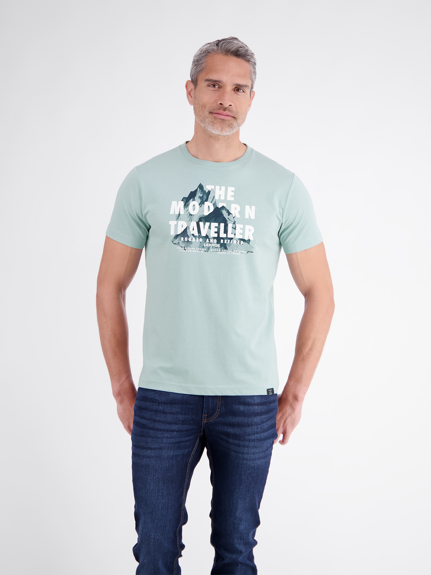 LERROS T-Shirt "T-Shirt aus Baumwolle mit lässigem Frontprint und O-Neck"