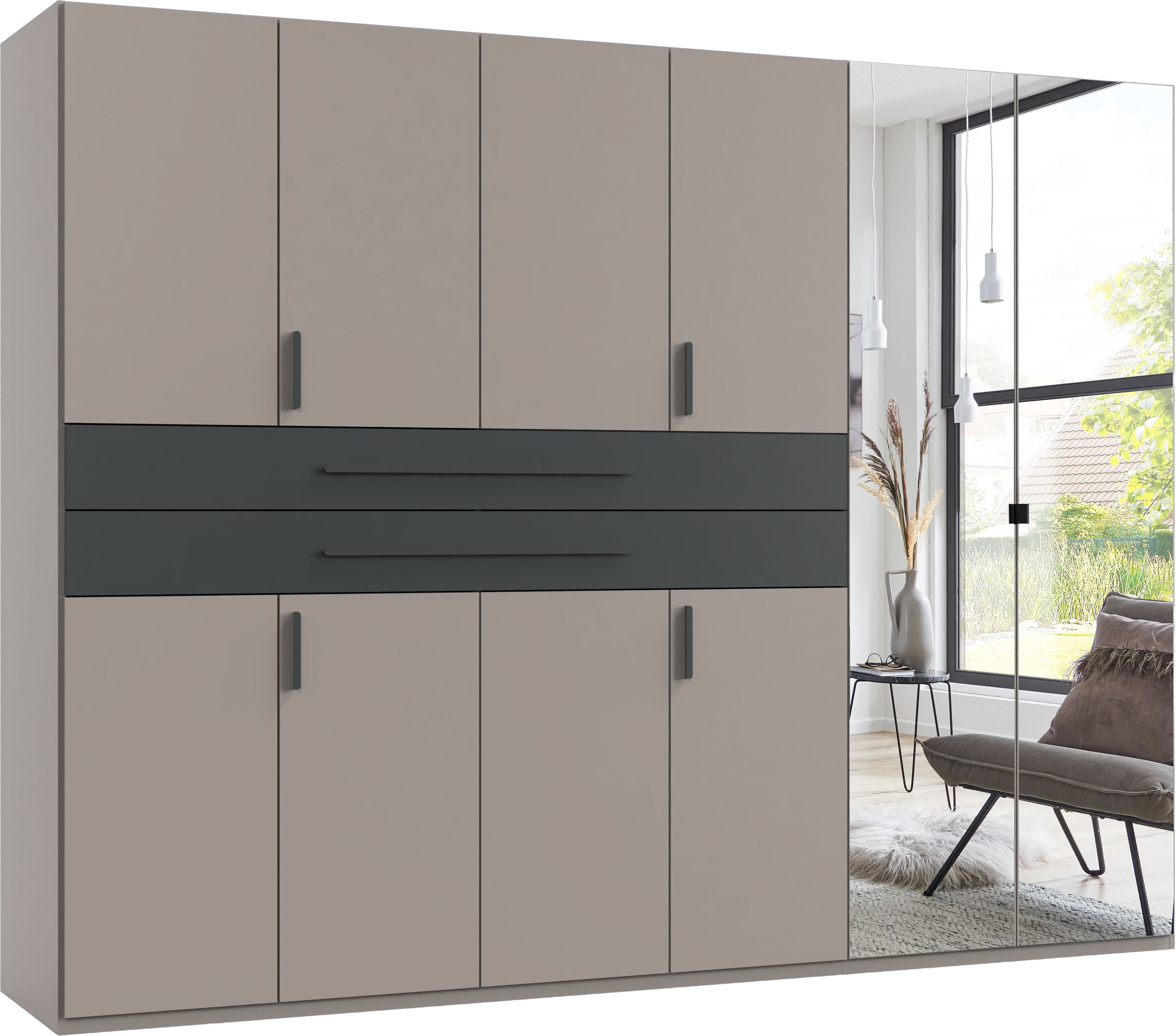 Wimex "Digit Kleiderschrank wahlweise mit oder ohne Spiegel" Schlafzimmer Schrank Bestseller im modernem Design, erhältlich in den Breiten 225cm oder 270cm (mit 8 oder 10 Türen)