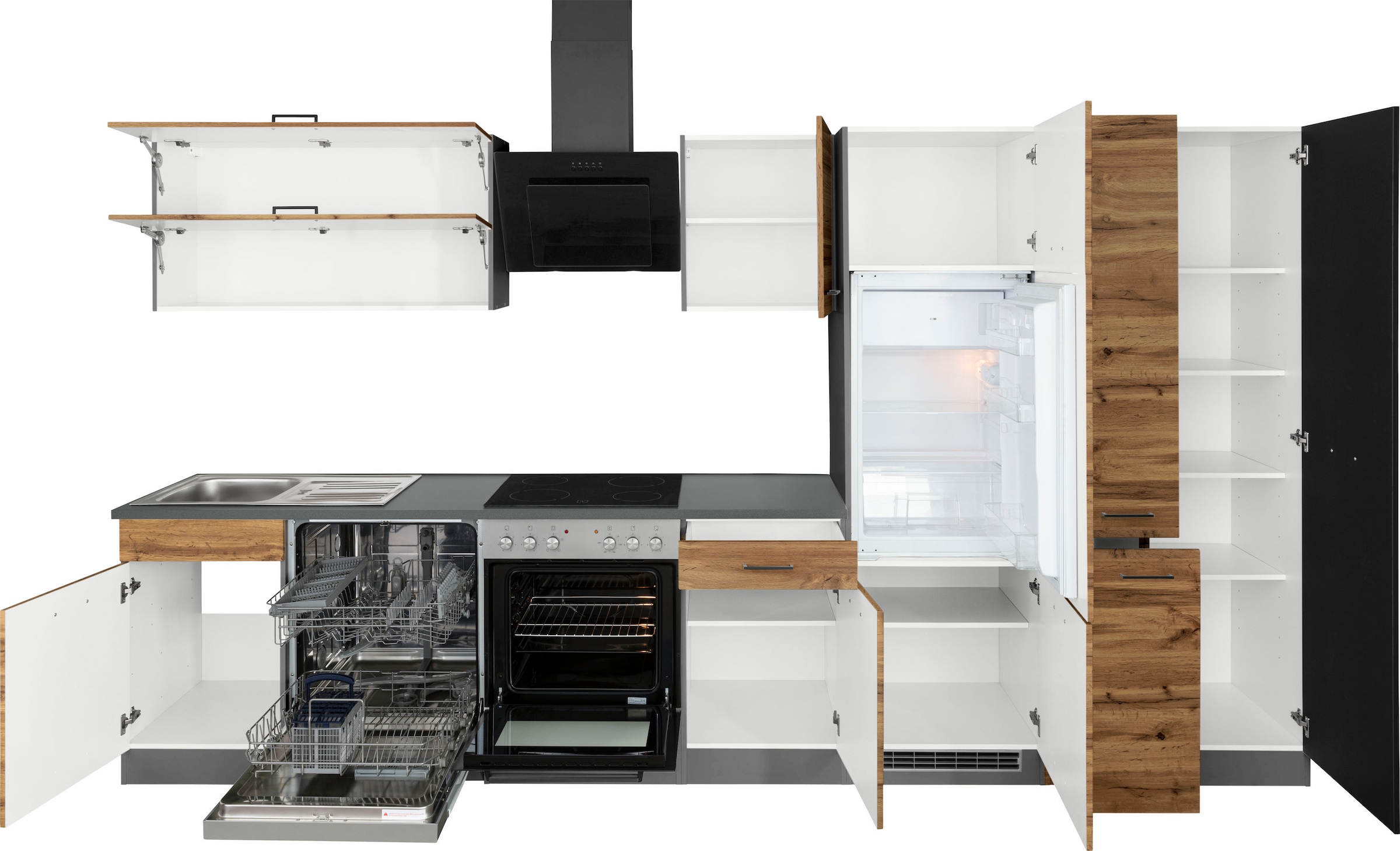 KOCHSTATION Küchenzeile »KS-Trier« mit E-Geräten, Breite 360 cm