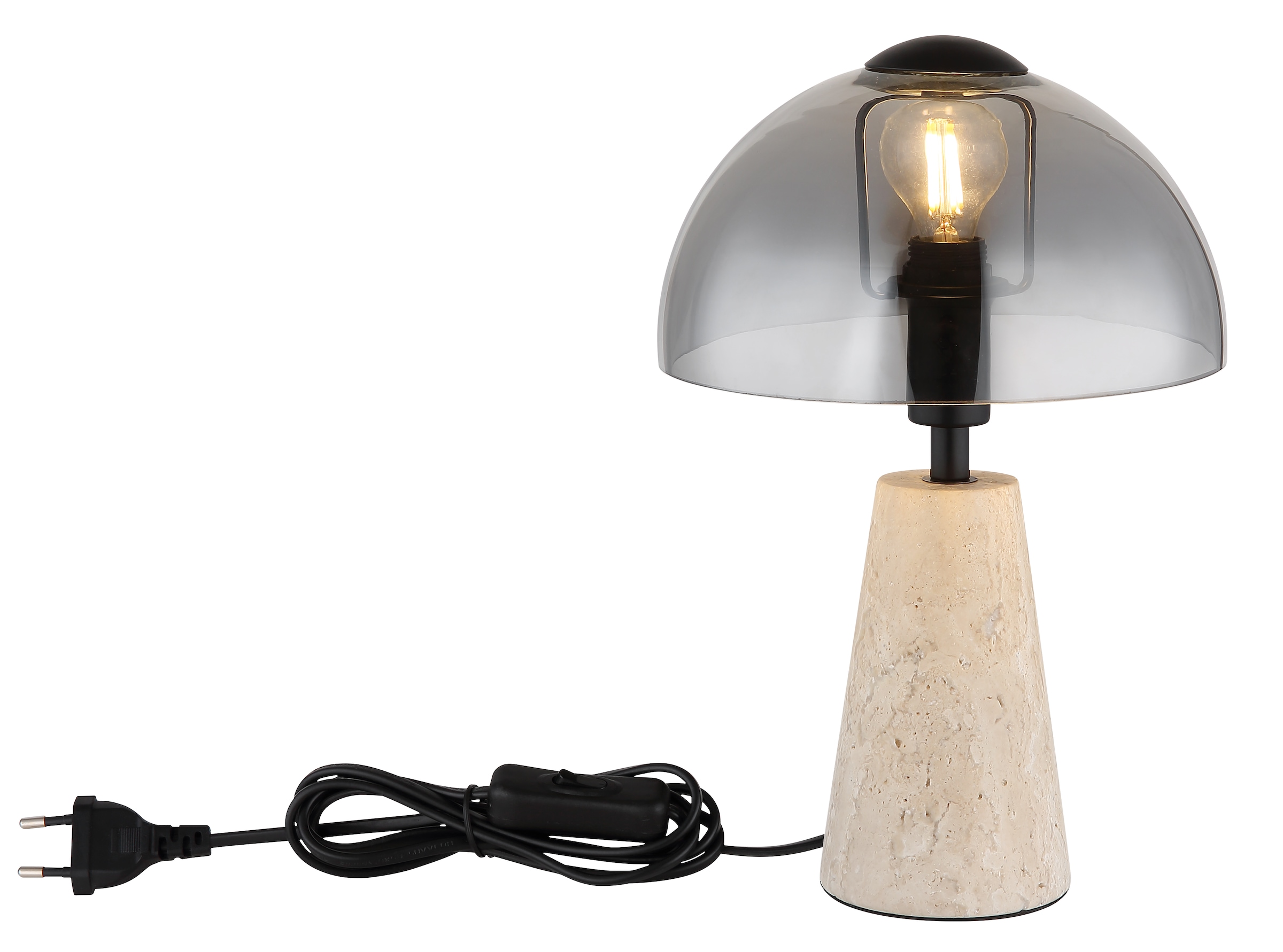 GLOBO LIGHTING Tischleuchte »LARS« E14 1 Stk. Tischleuchte für Wohn- & Schlafzimmer Travertin