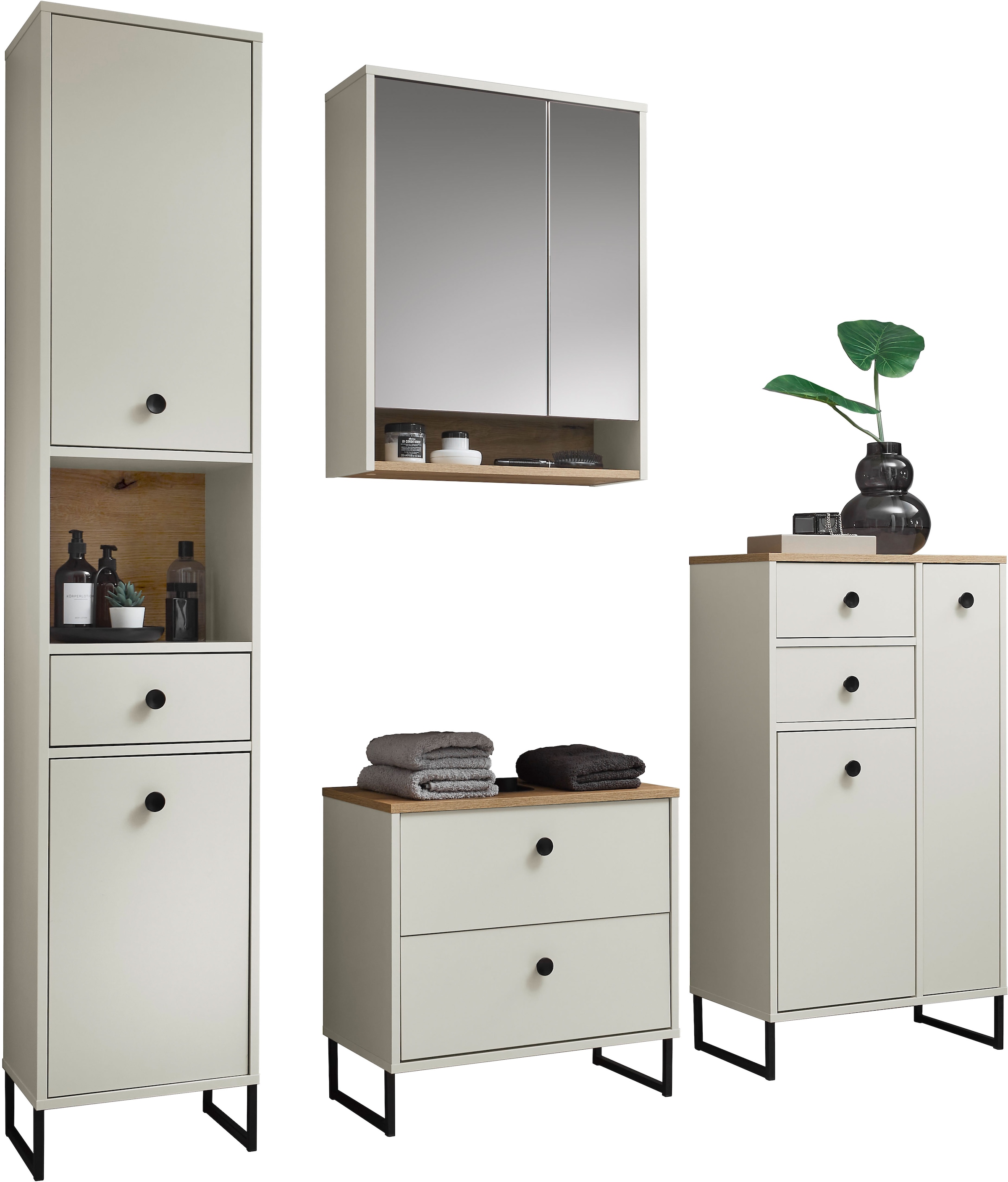 BASIC by Balculina Midischrank »Linea« 1 Stk. tlg. Breite 38cm, U-Profil Füße, Unterflurauszug