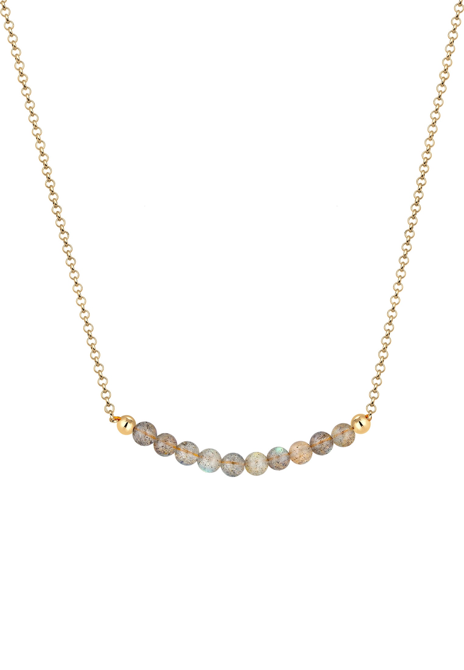 Elli Collierkettchen »Labradorit Grau 925 Sterling Silber vergoldet«