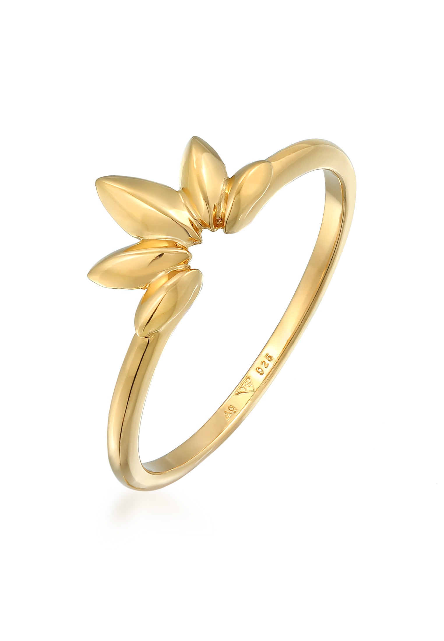 "Silberring ELLI ""Ring Blatt Leaf Natur 925 Silber"" Gr. 54, gold, Fingerringe, Damen, 54, Silber 925 (Sterlingsilber), Silberring"