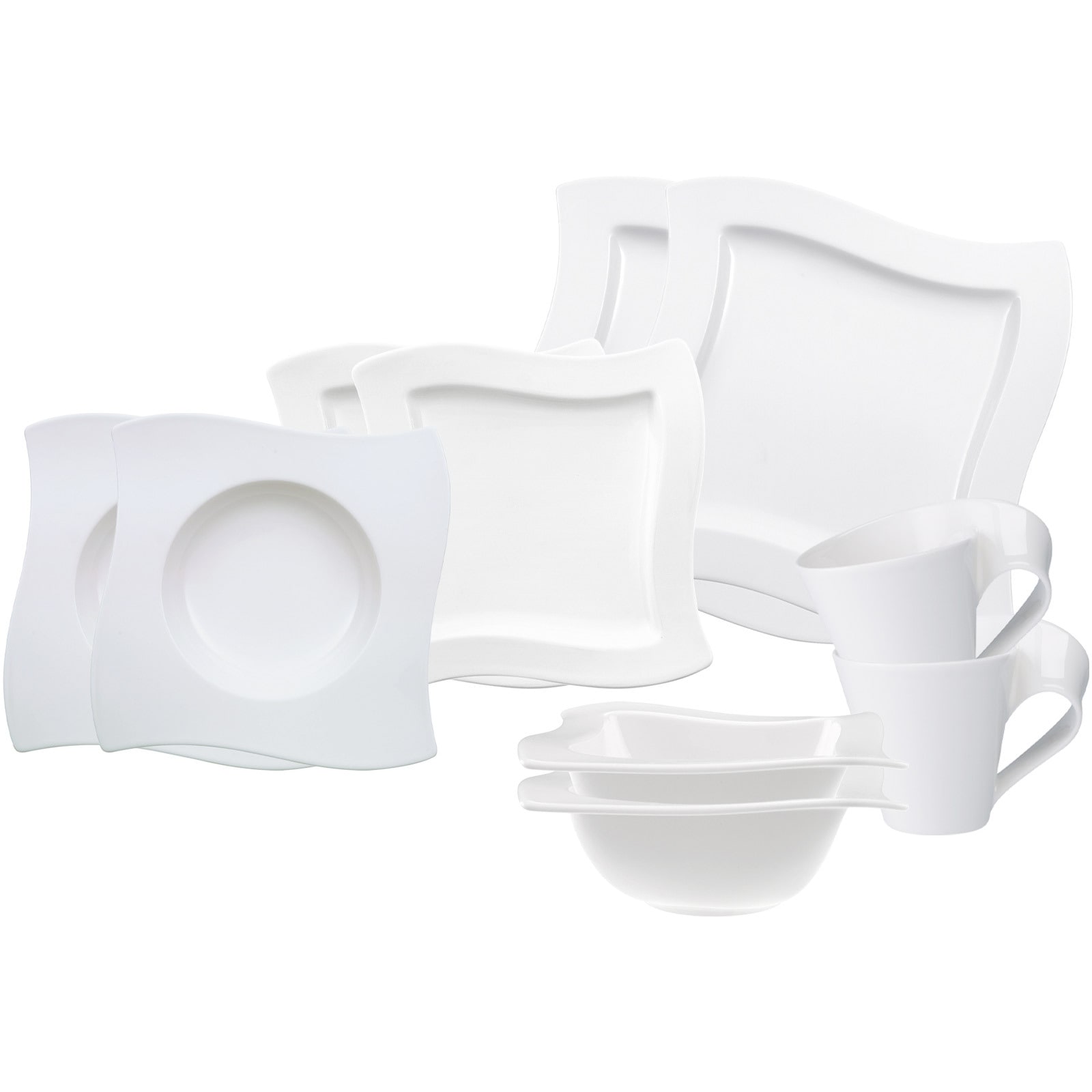 Villeroy & Boch "Starter-Set NewWave weiß" Spülmaschinengeeignet, Mikrowellenfest