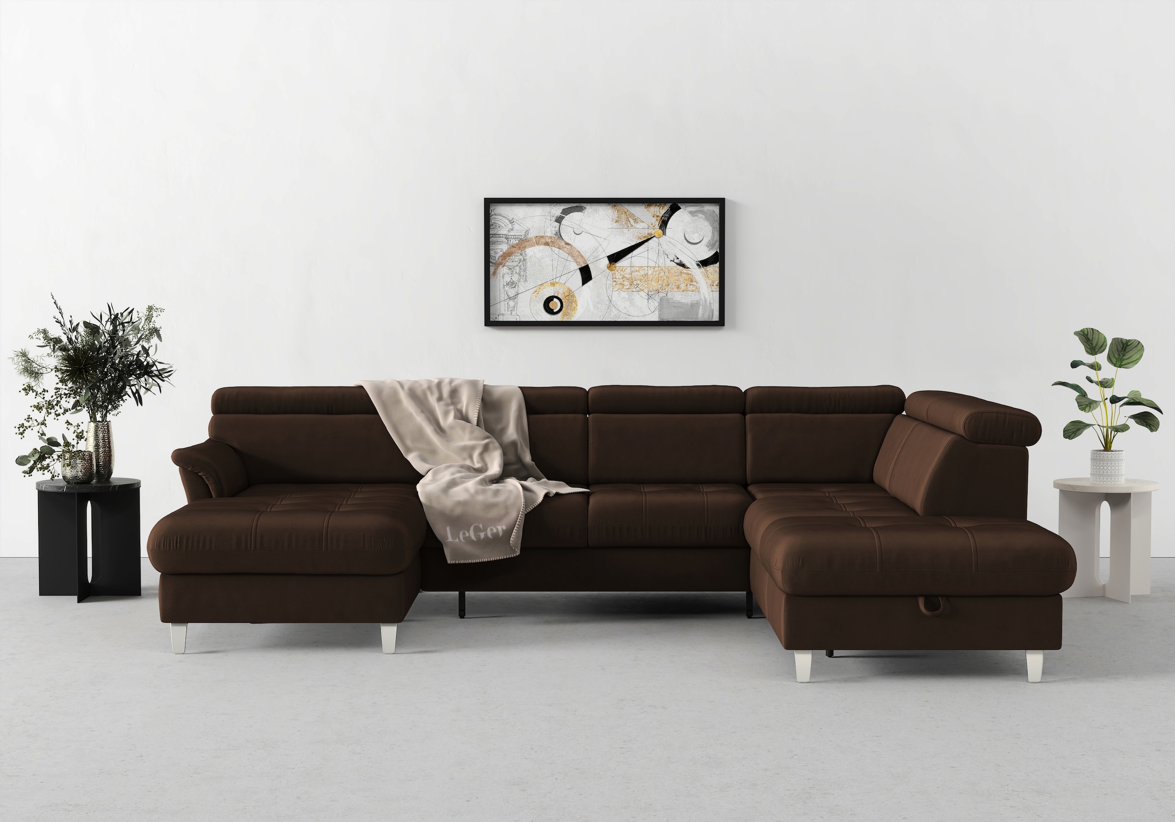 sit&more Wohnlandschaft "Marano U-Form" inklusive Kopfteilverstellung, optional Schlaffunktion & Bettkasten