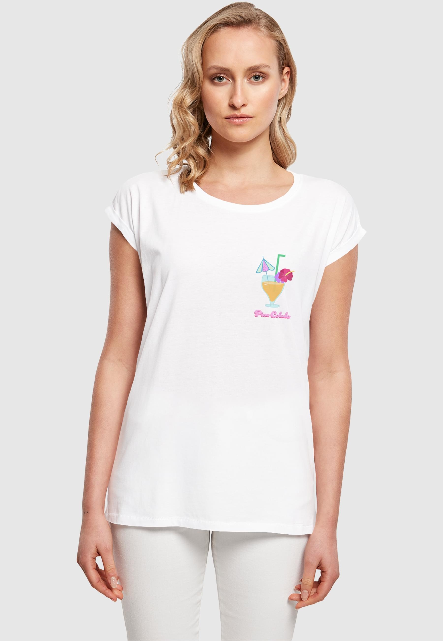 Merchcode T-Shirt »Merchcode Damen Ladies Pina Colada Extended Shoulder Tee«, (1 tlg.)