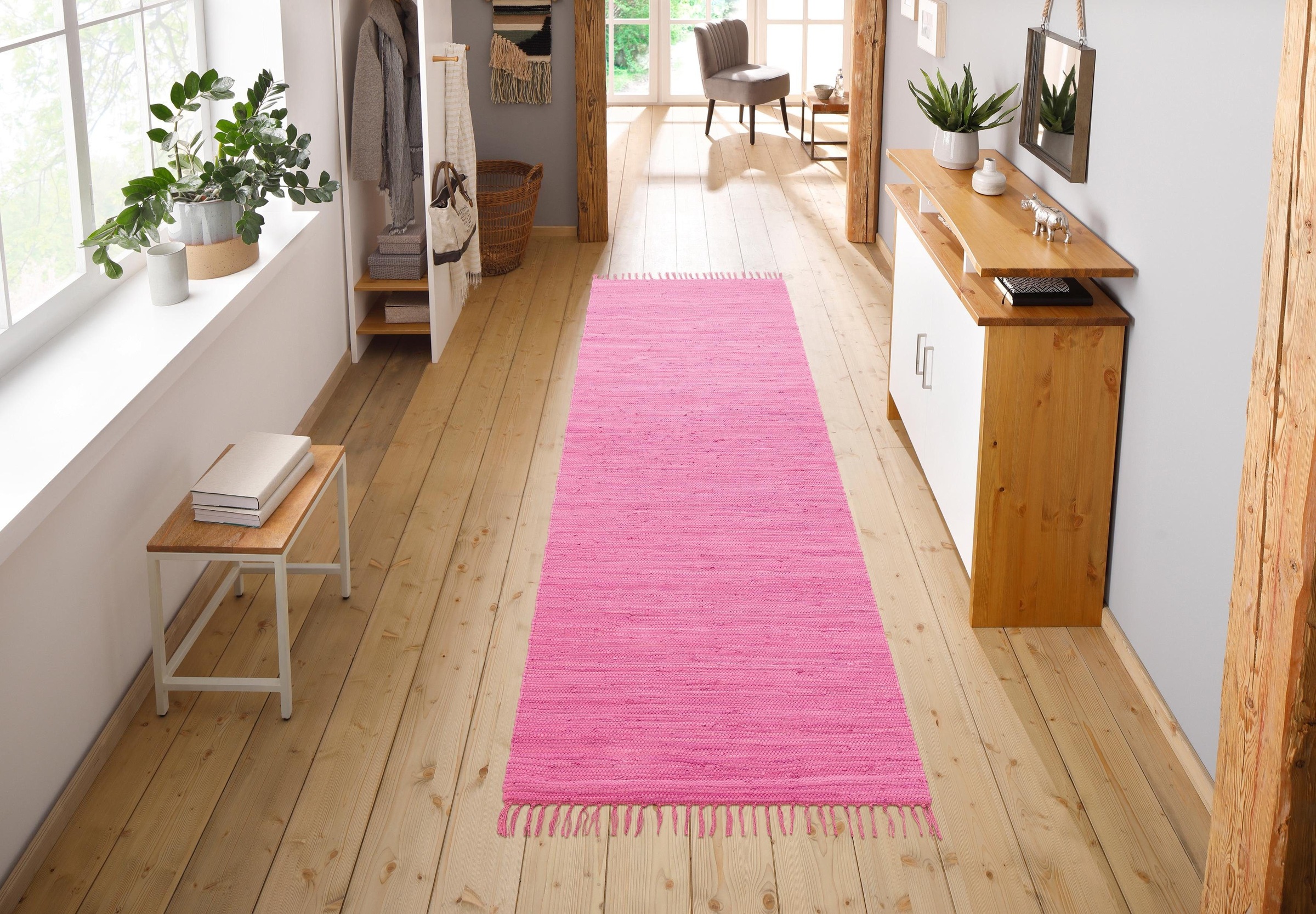 my home Teppich "Ares" rechteckig 5 mm Höhe Uni Farben, handgewebt, mit Fra günstig online kaufen