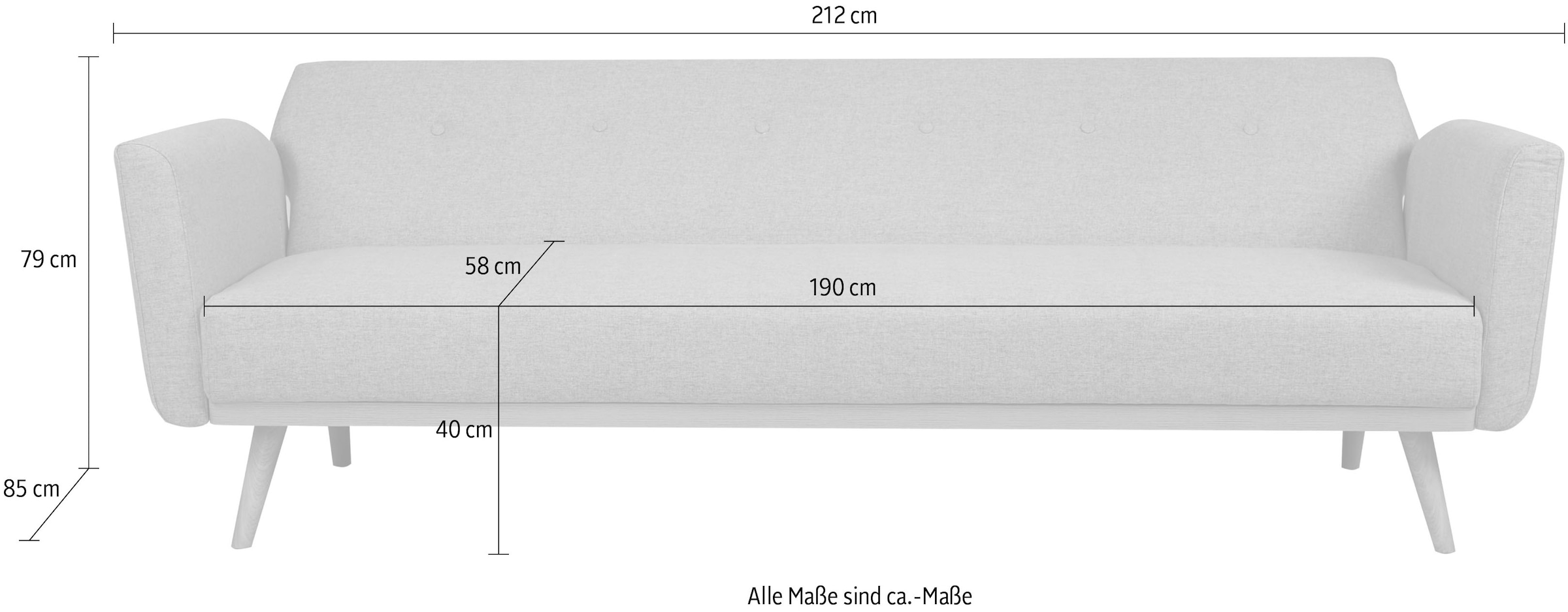 SalesFever Schlafsofa, Knopfheftung an der Rückenfläche