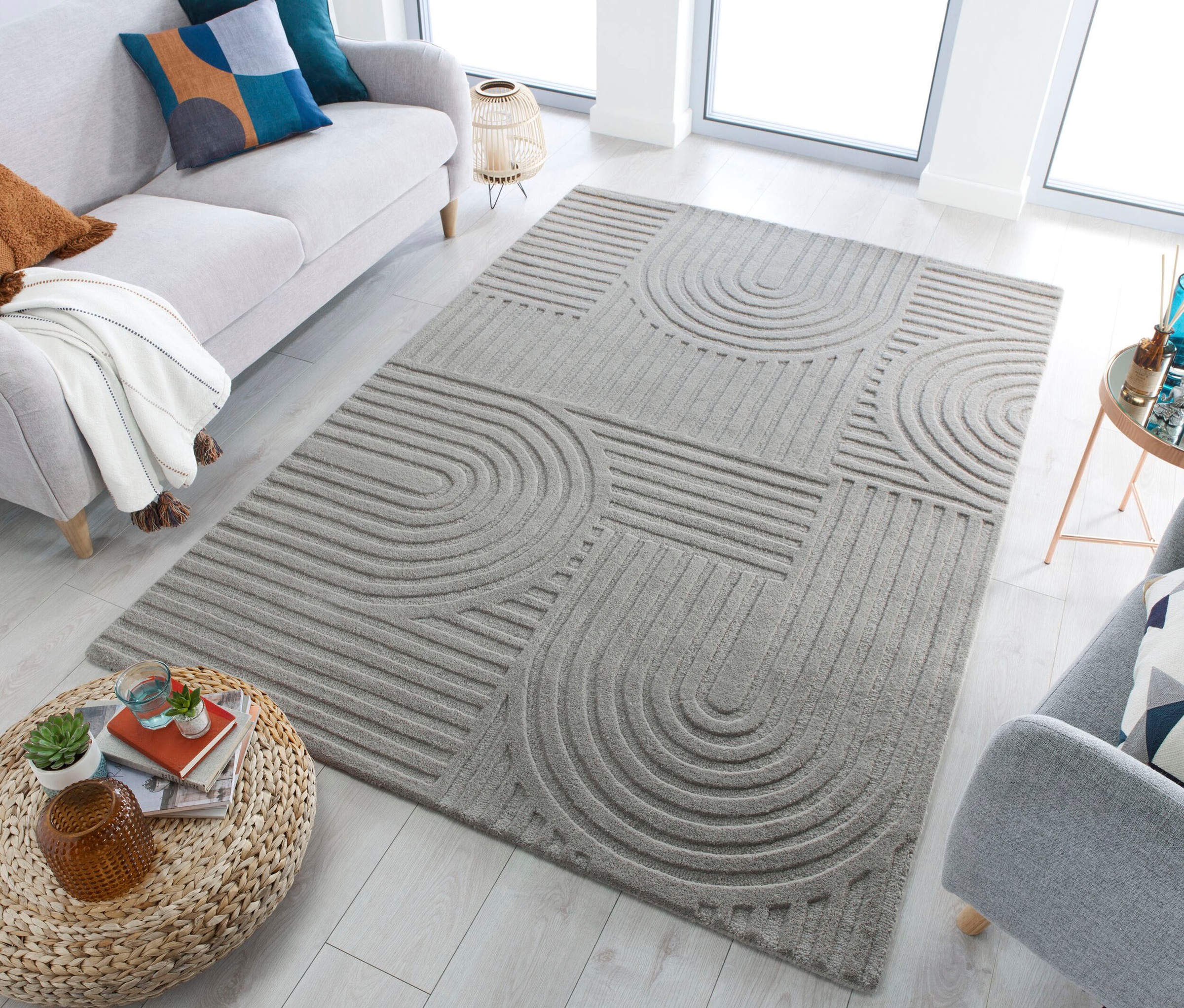 FLAIR RUGS Wollteppich "Zen Garden, modern & mit Linien" 10 mm Höhe 100% Wo günstig online kaufen