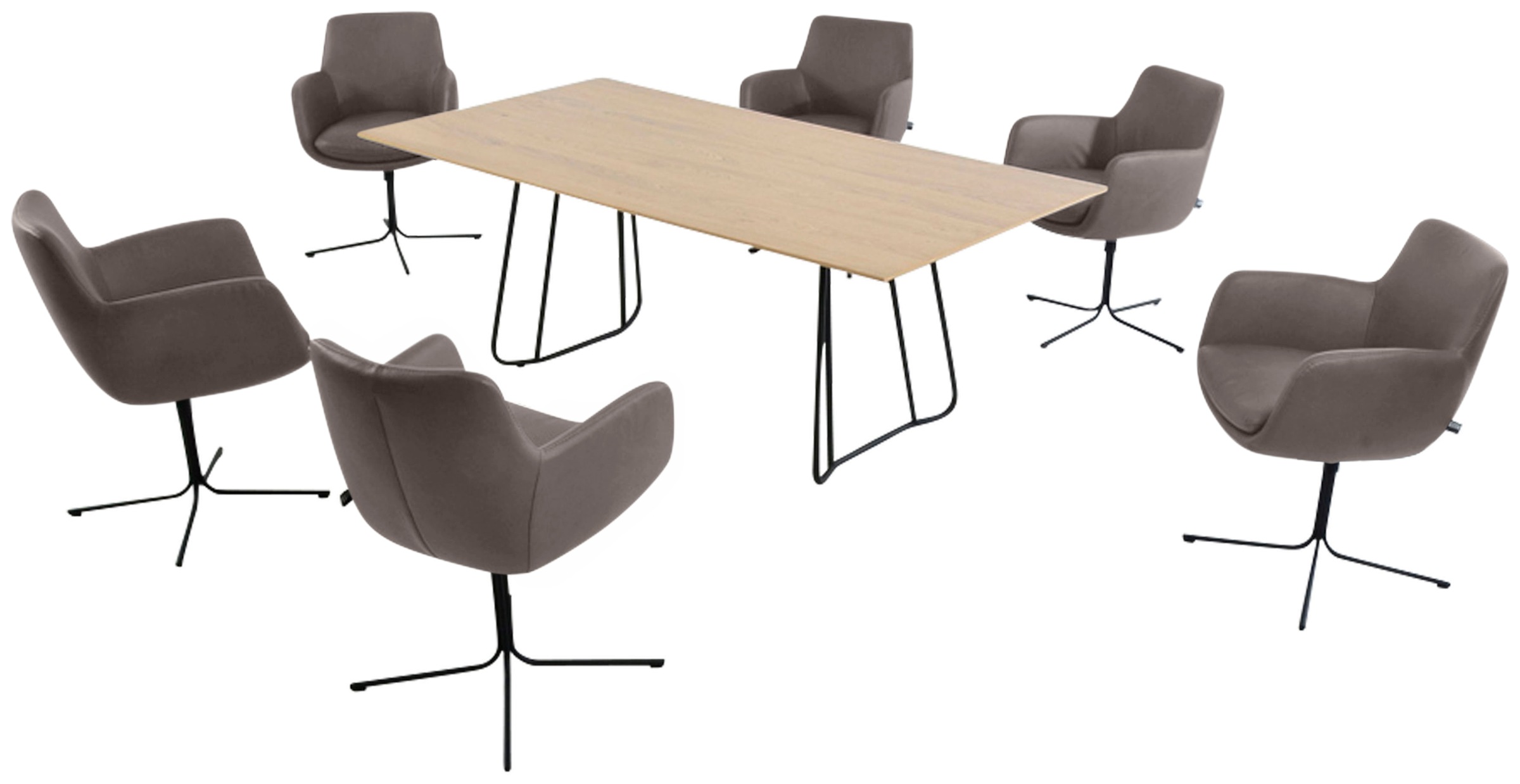 K+W Komfort & Wohnen Drehstuhl »Pego«, Leder CLOUD, filigranem 4-Fuß-Gestell in schwarz