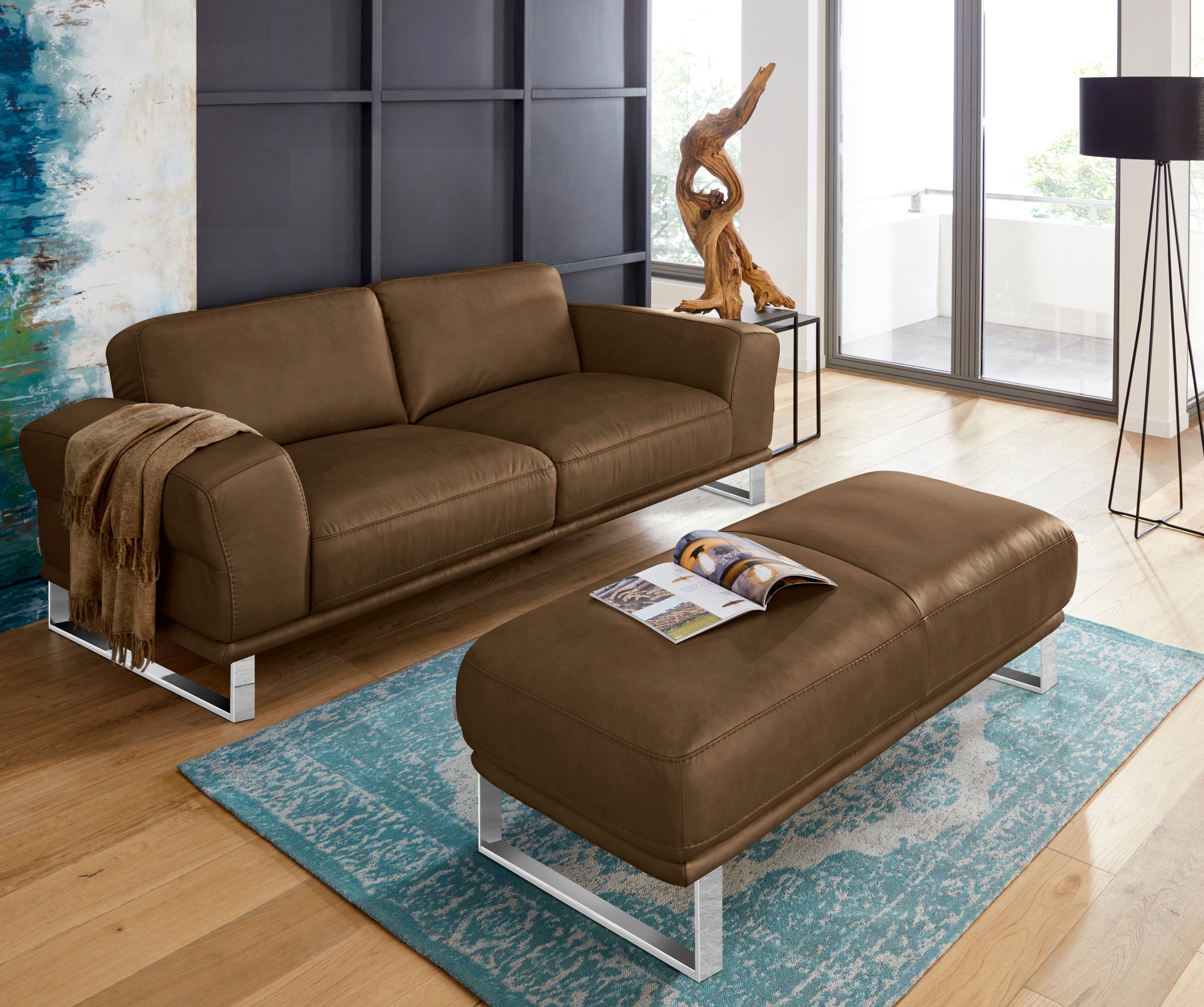 W.SCHILLIG 2,5-Sitzer »montanaa«, mit Metallkufen in Chrom glänzend, Breite 212 cm