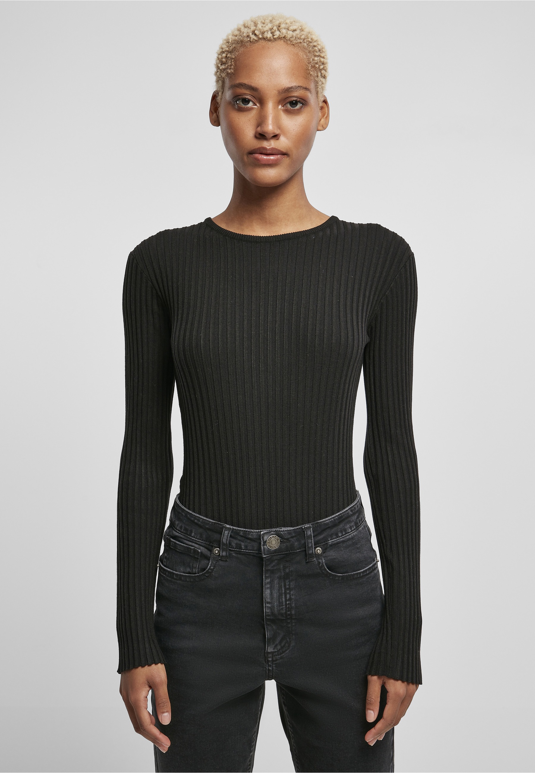 URBAN CLASSICS Longsleeve »Urban Classics Damen Ladies Rib Knit Longsleeve Body« 1 Stk.