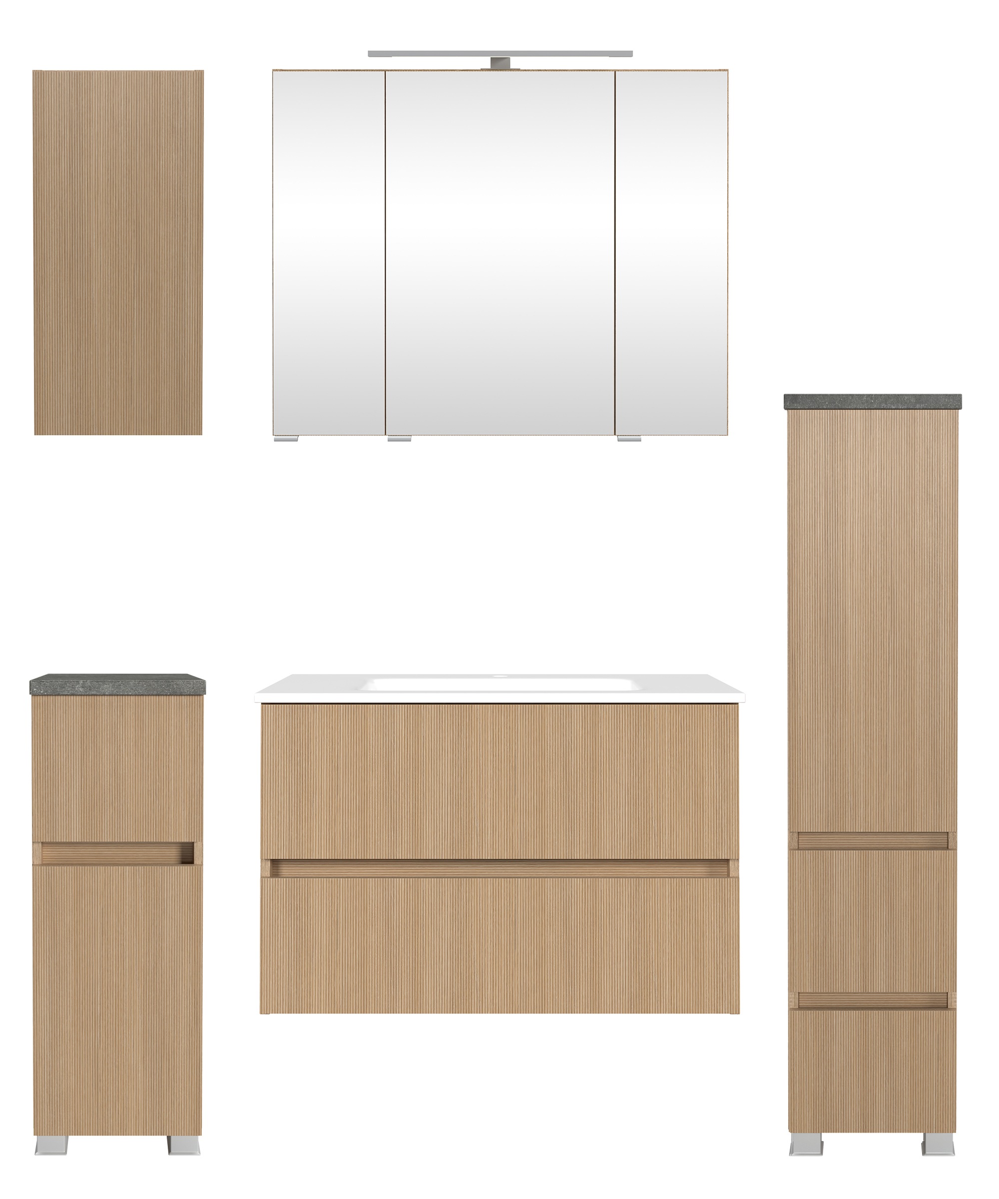 welltime Badmöbel-Set "Eixo", Set 140 cm breit, Badmöbel mit LED-Beleuchtun günstig online kaufen