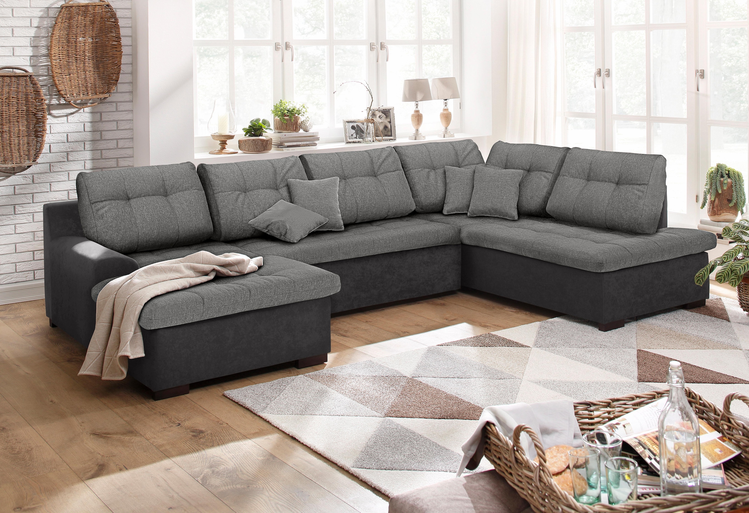 Home affaire Wohnlandschaft "Föhr U-Form" wahlweise mit Bettfunktion günstig online kaufen