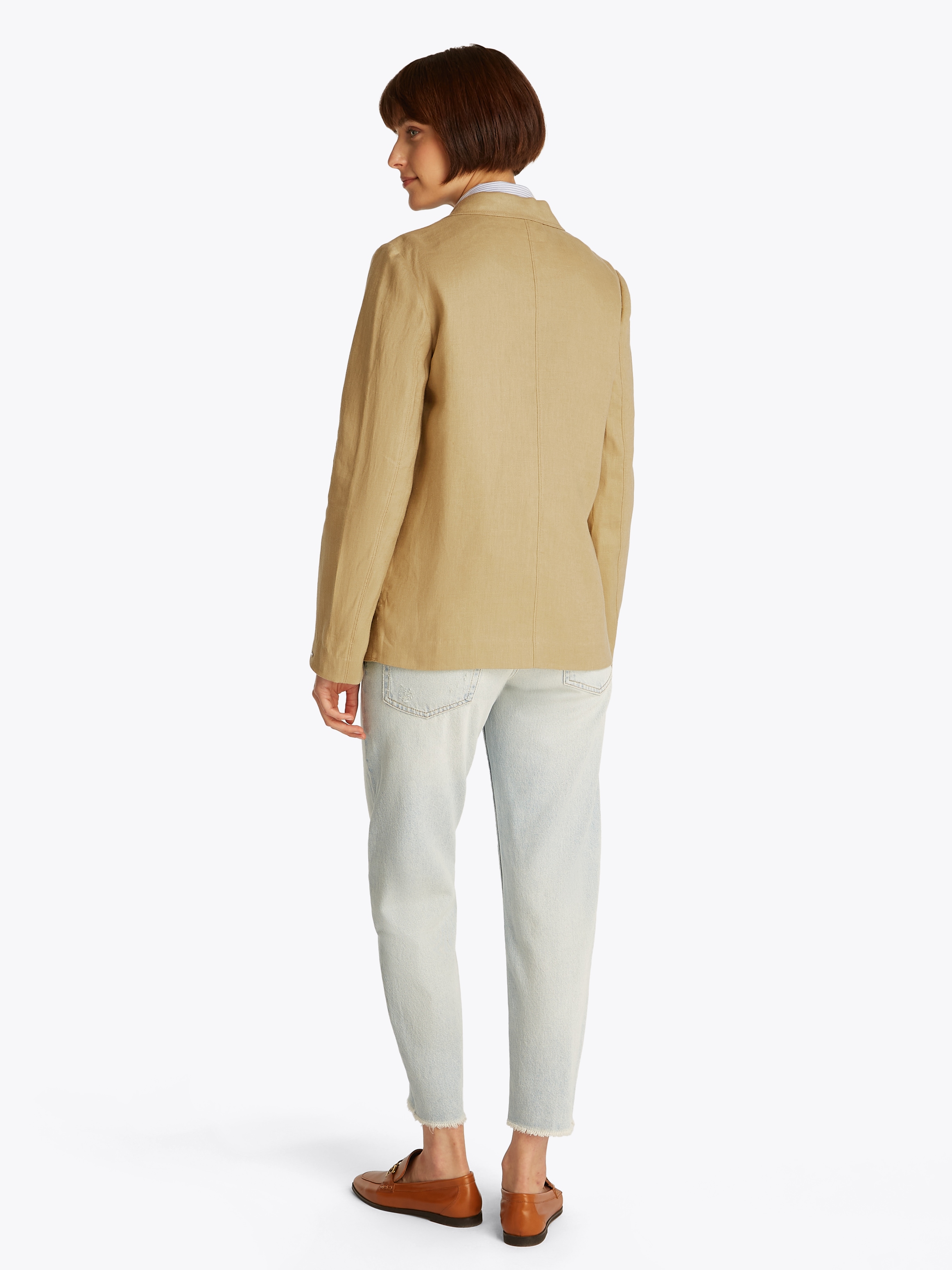 Tommy Hilfiger Kurzblazer »ESS LINEN REGULAR SB BLAZER«, mit Metalllabel,kühlendes Premium Leinen