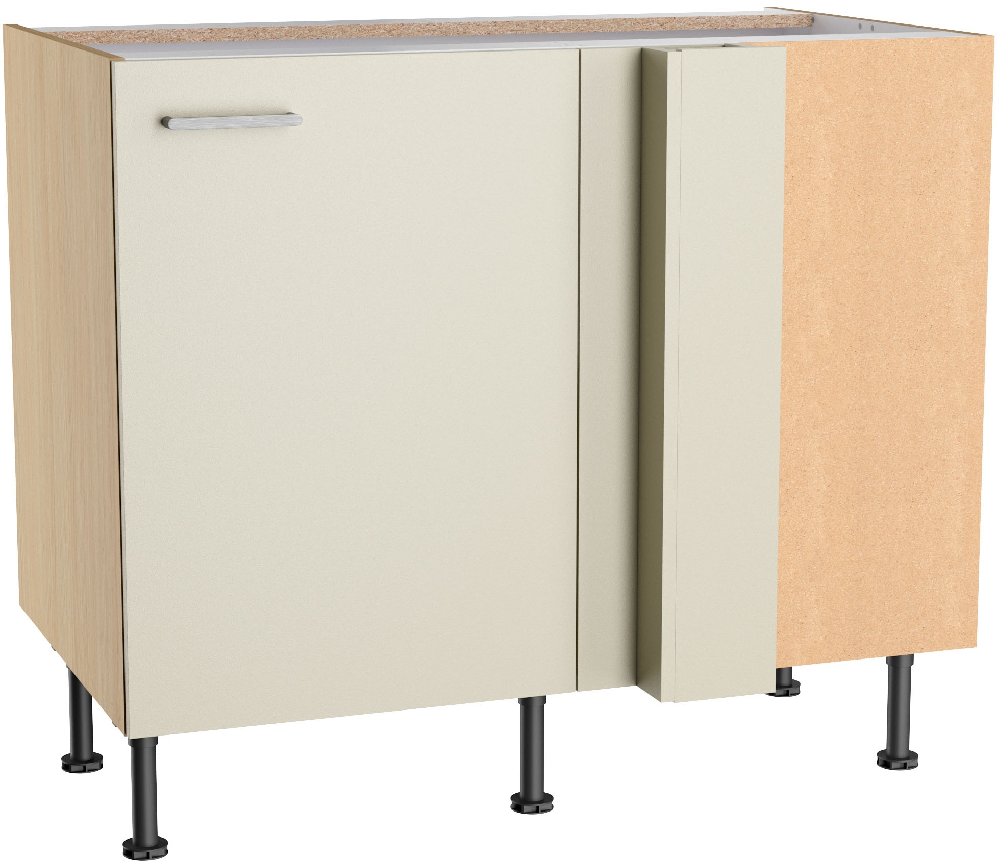 KOCHSTATION Eckunterschrank "KS-Lucy" Breite 100 cm, mit 1 Tür, Soft-Close, höhenverstellbare Füße
