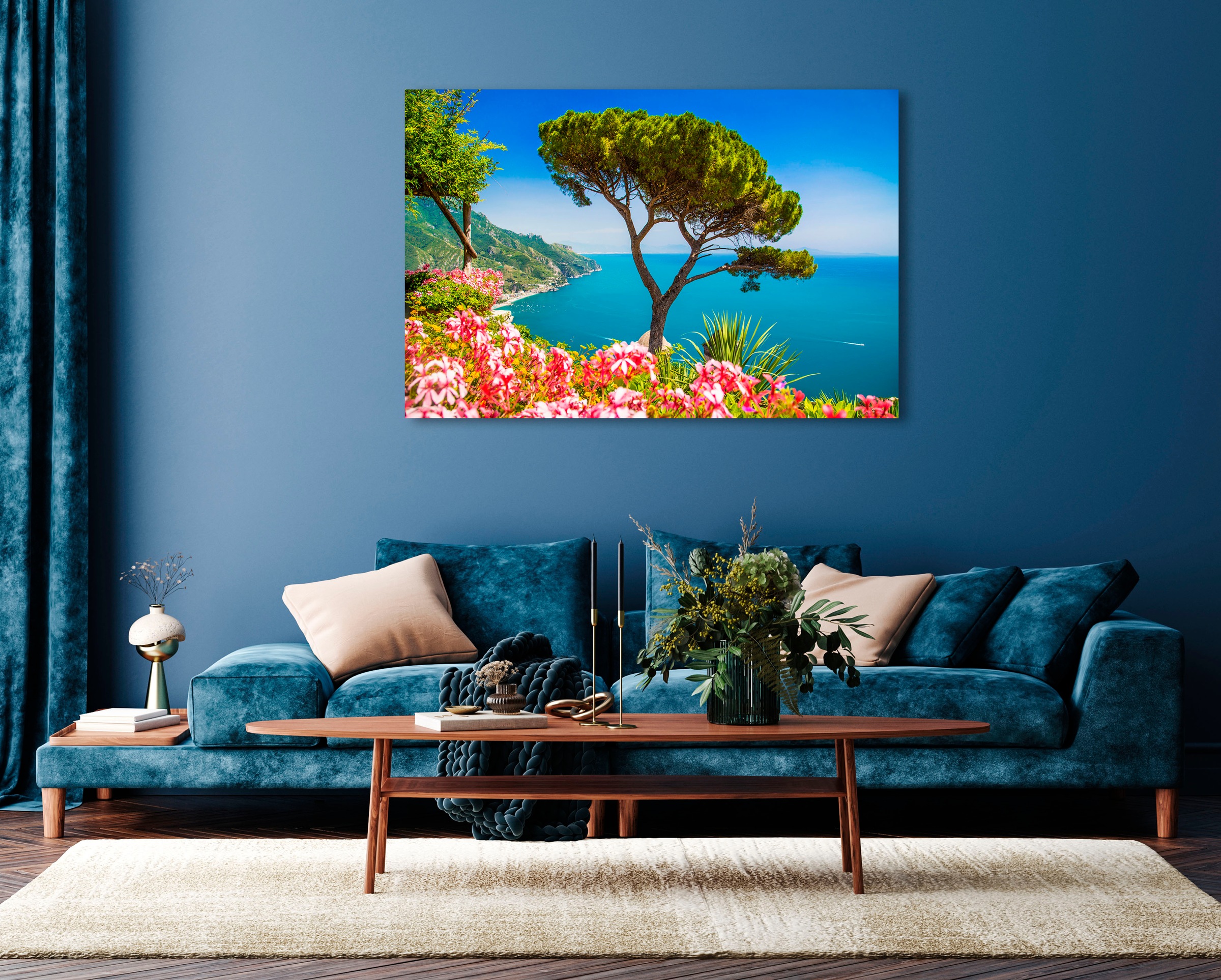 queence Acrylglasbild "Meerblick", Landschaft-Italien-Spanien-Pflanzen-Himm günstig online kaufen