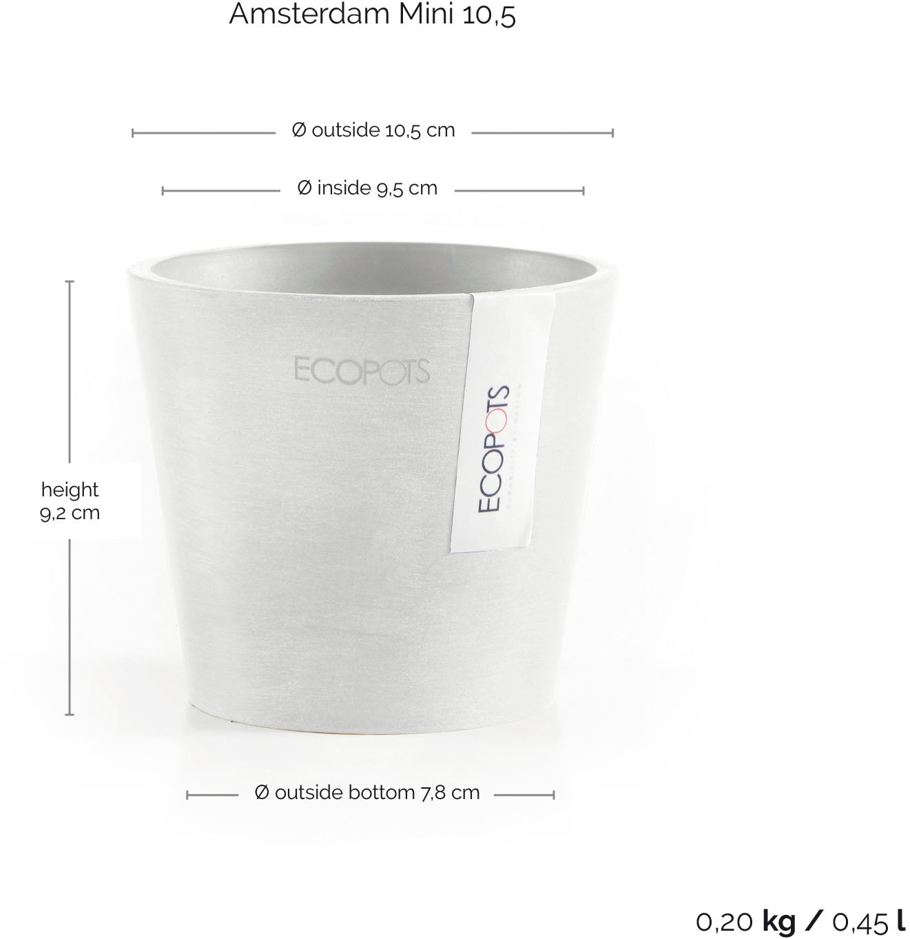 ECOPOTS Blumentopf »Amsterdam Mini 10,5 Weiß« für den Innenbereich