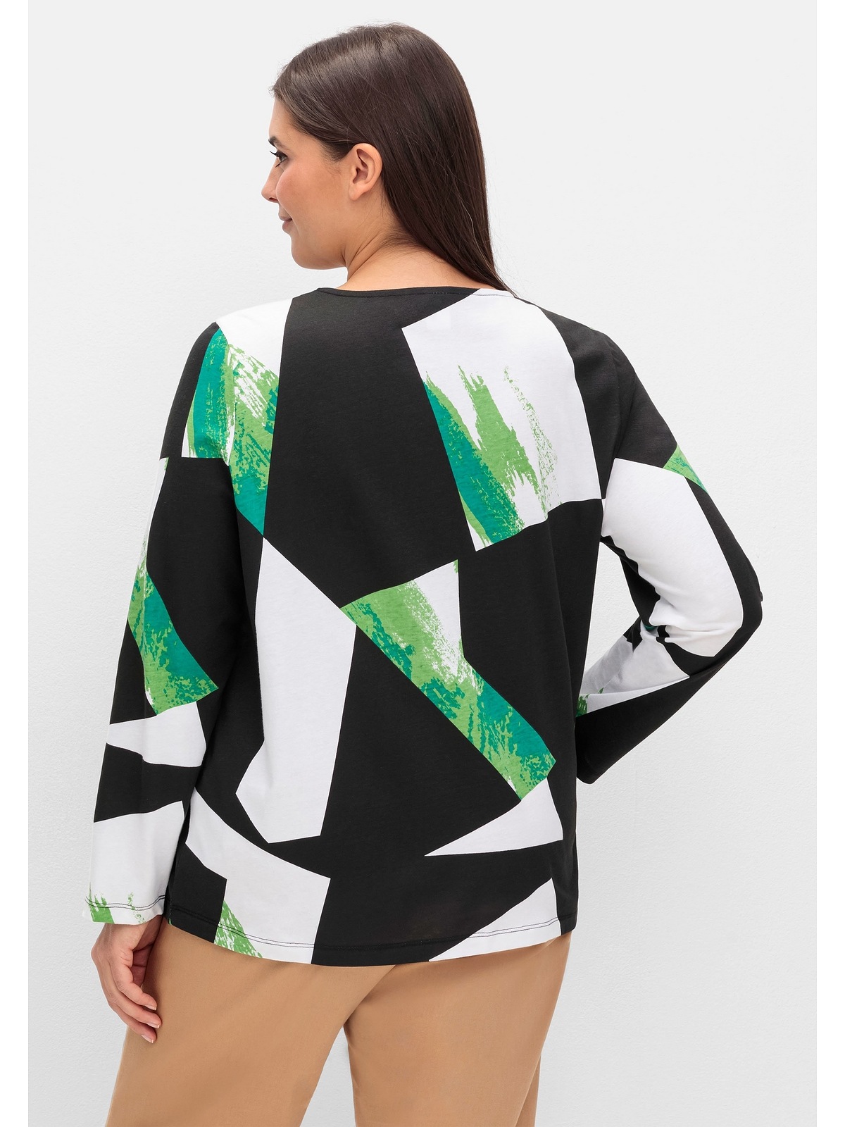 Sheego Langarmshirt "Große Größen", mit Grafikprint und Krempelfunktion günstig online kaufen