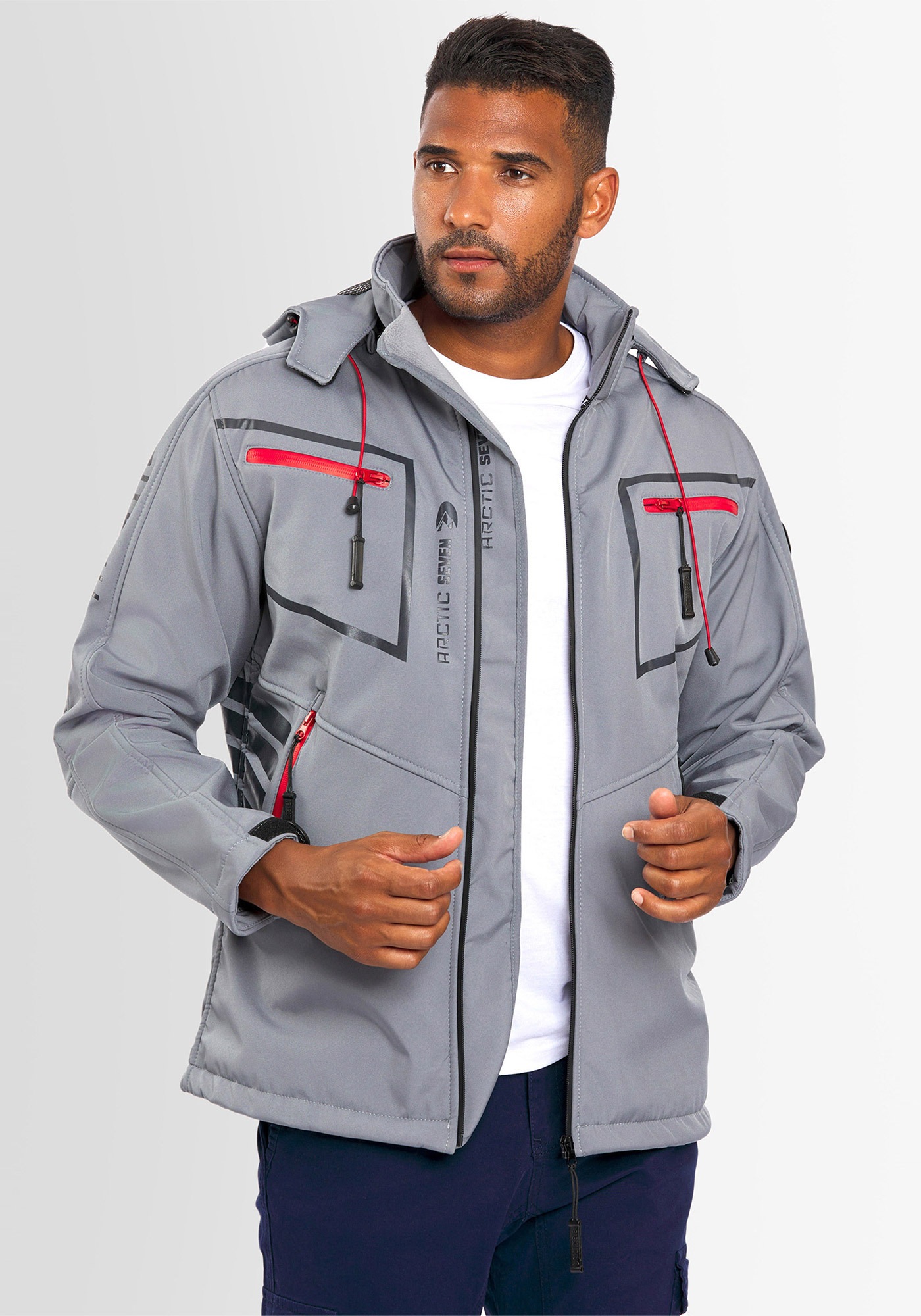 Arctic Seven Softshelljacke »ASPierr« sportliche Outdoor Funktionsjacke mit abnehmbarer Kapuze