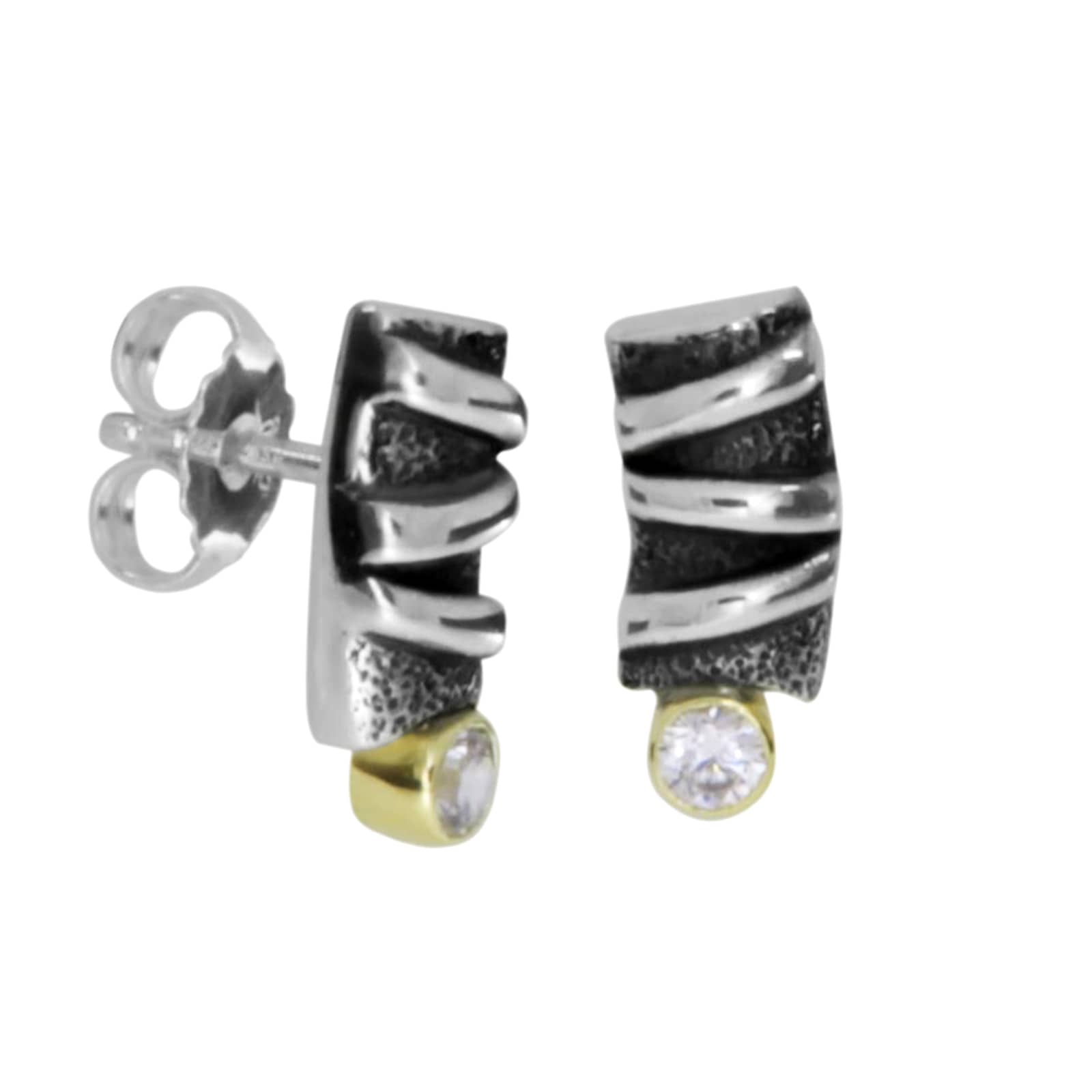 Paar Ohrstecker OSTSEE-SCHMUCK "- Emilia - Silber 925/000 & Gold 585/000 - Zirkonia" Gr. 13, silber (silber 925, silberfarben, weiß), Ohrringe, Damen, Silber 925 (Sterlingsilber)