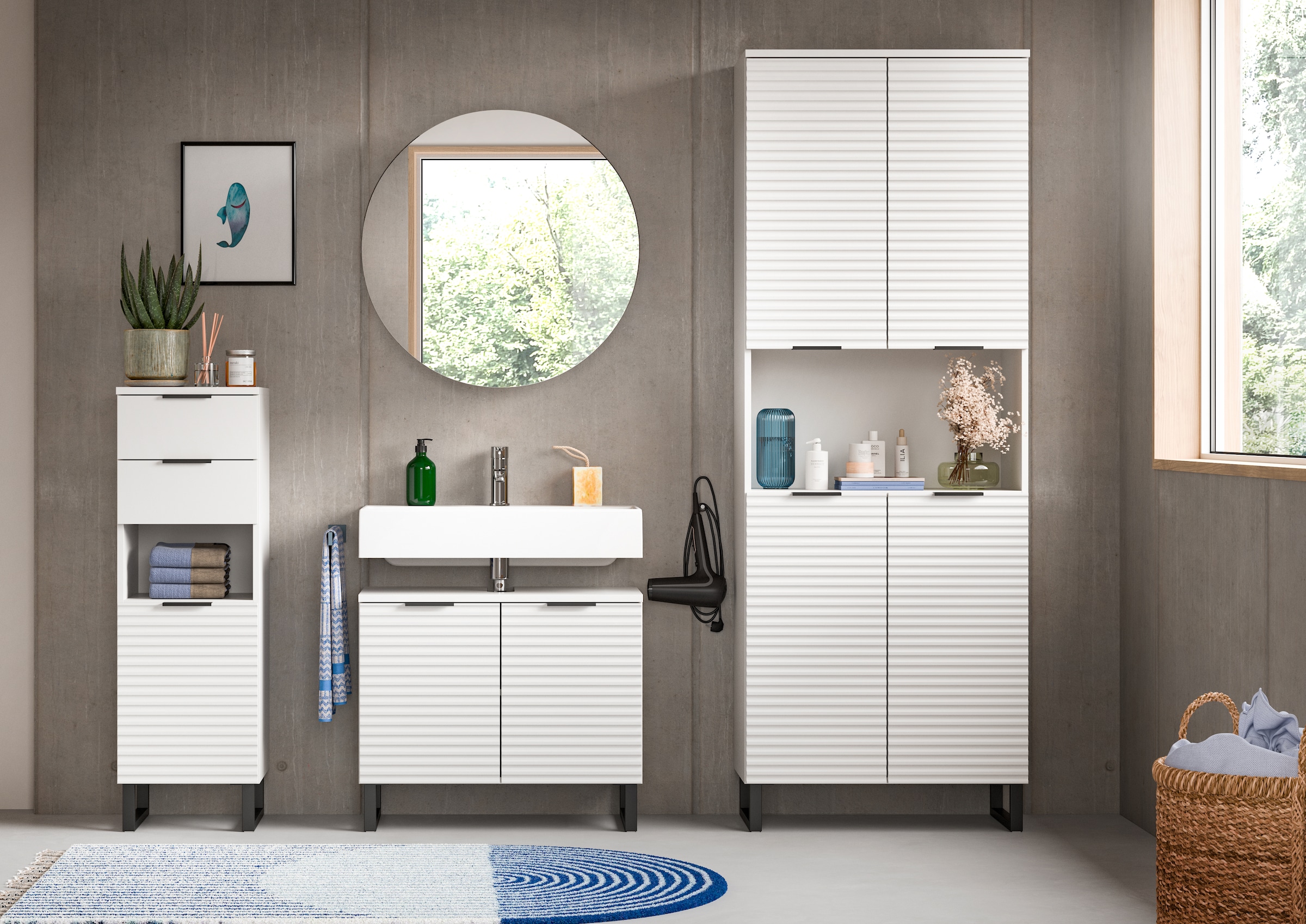 welltime Waschbeckenunterschrank »Litica, Breite 70 cm, inkl. Siphonausschnitt, 1 Einlegeboden, 2 Türen«, Badschrank, Waschbeckenschrank, Badezimmer, Bad-Möbel