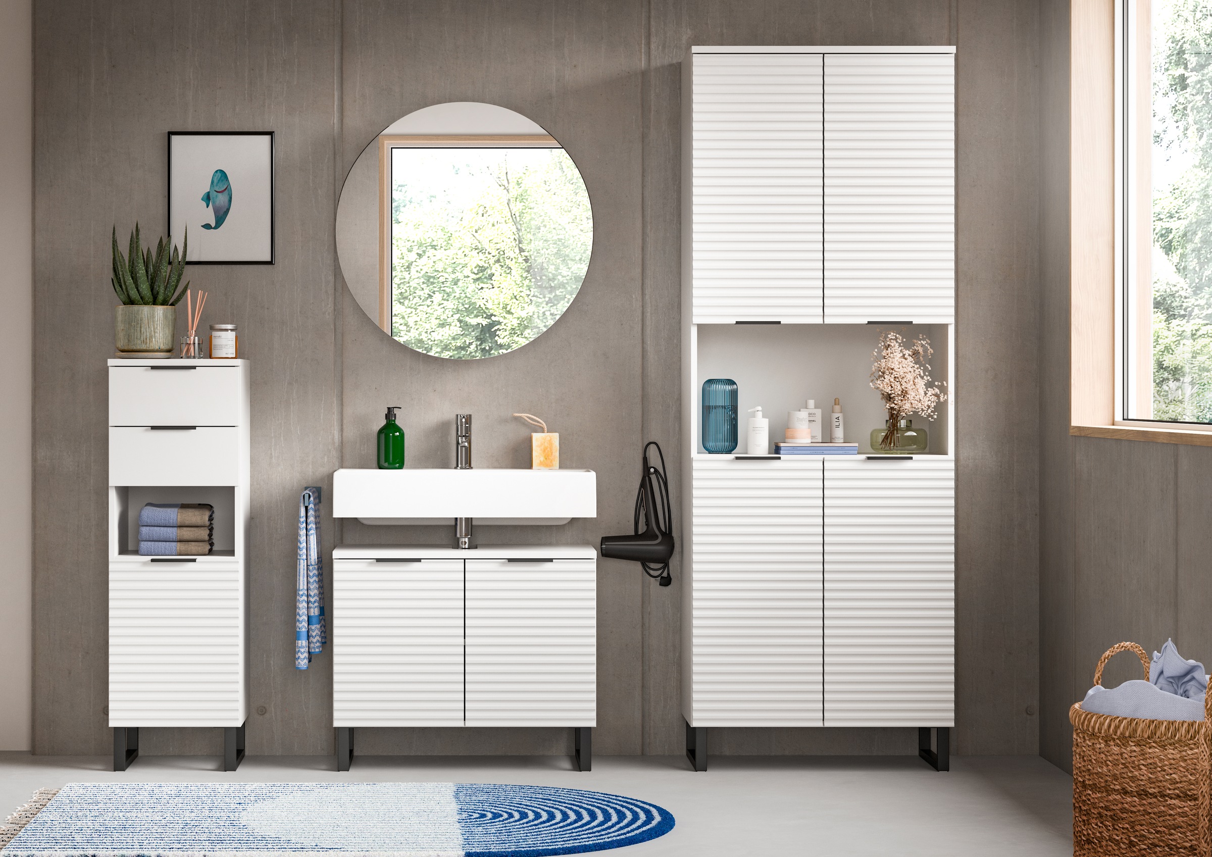 welltime Badmöbel-Set "Litica, Breite 205 cm, hochwertige Rillenfräsung, Me günstig online kaufen