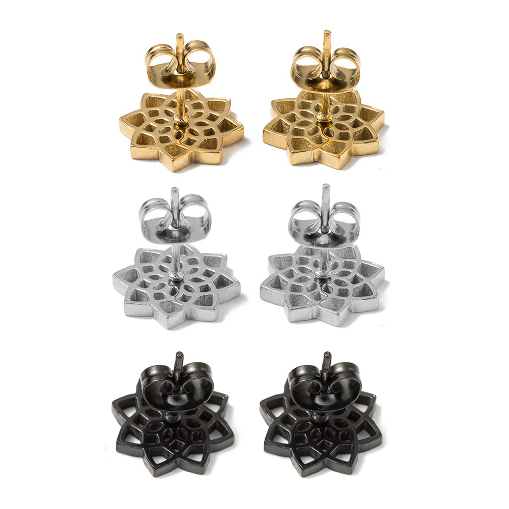 Ohrstecker-Set FIRETTI "Multipack Schmuck Geschenk Edelstahl Ohrschmuck Ohrringe Blumen", schwarz, silberfarben, gelbgoldfarben, Ohrringe, Damen, 11mm, Edelstahl, Made in Germany 2