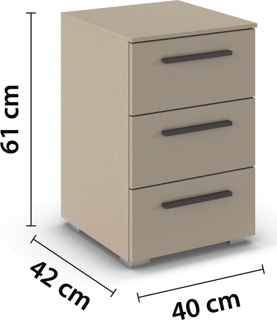 rauch Nachtkommode »Nachttisch Nachtkonsole MONTCLAR Frontauswahl Dekor/Hochglanz/Glas« Breite 40 cm / Höhe 61 cm, inkl. Soft-Close-Funktion,  mit 3 geräumigen Schubladen, viele Griffvarianten MADE IN GERMANY