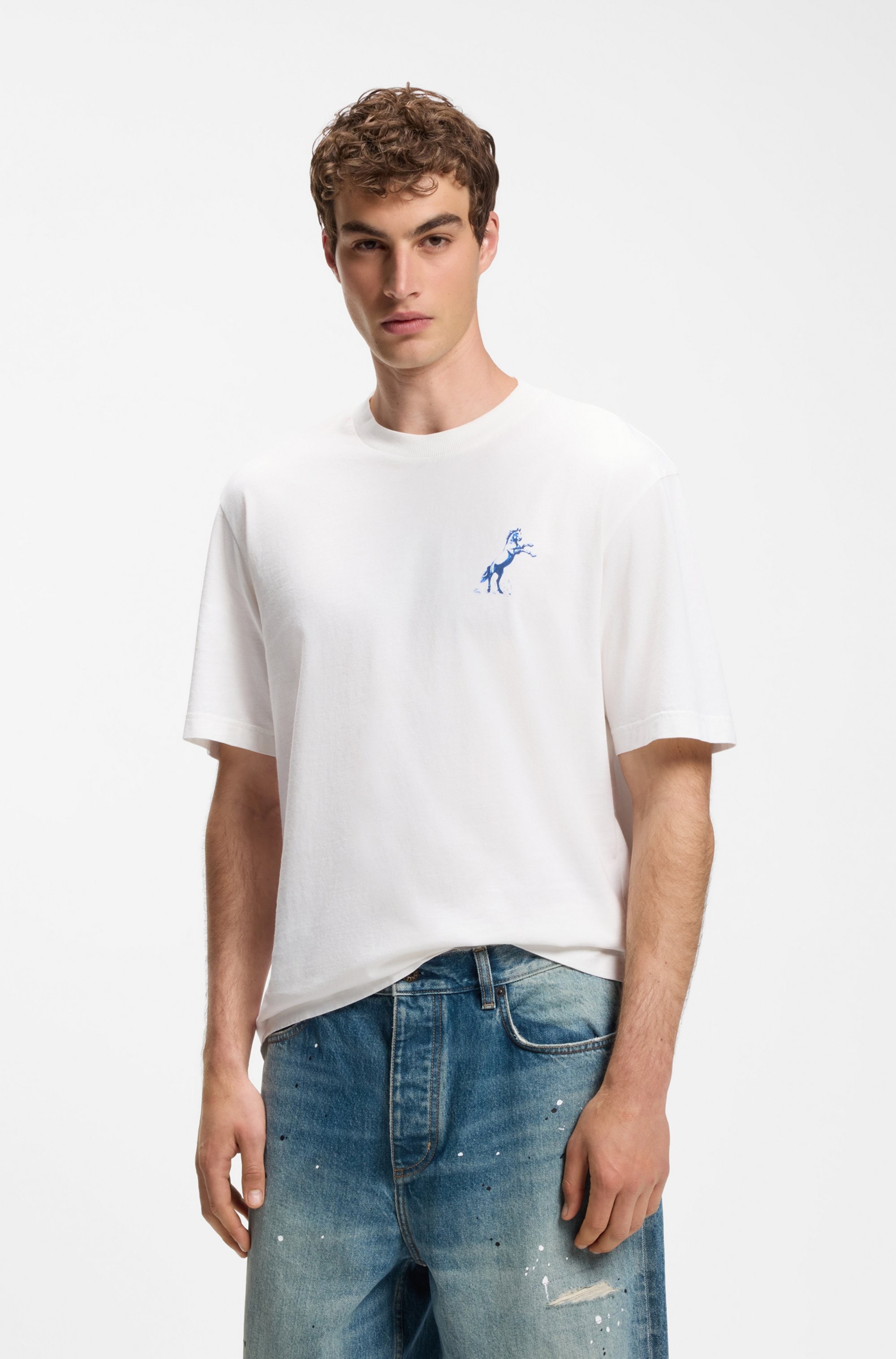 HUGO T-Shirt "Noxwash" Rundhalsausschnitt, Regular Fit, reine Baumwolle