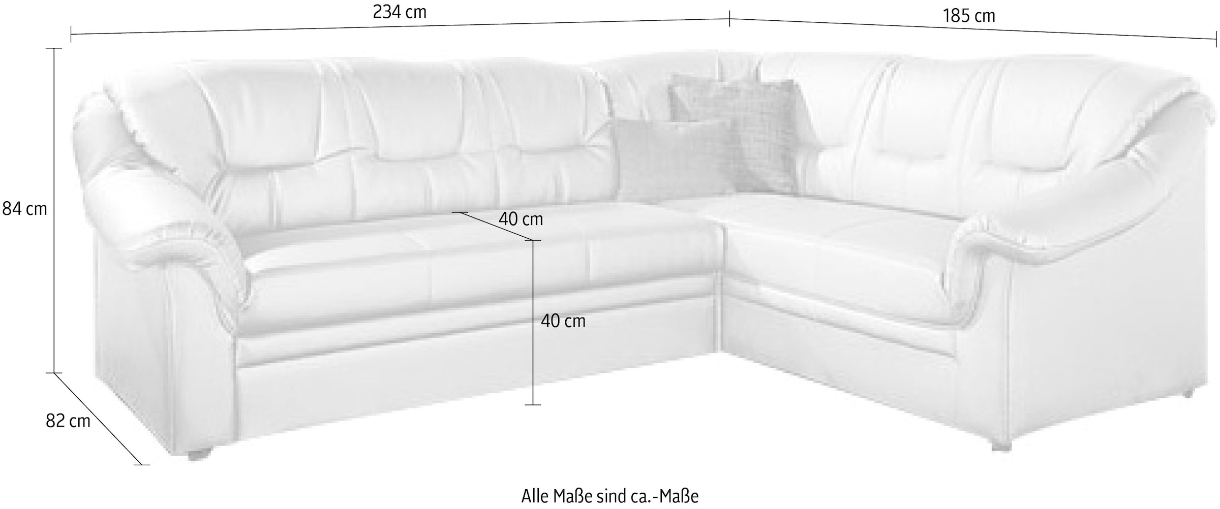DOMO collection Ecksofa »Montana, zeitlose Rückensteppung, bequeme Armlehnen, L-Form«, wahlweise mit Bettfunktion