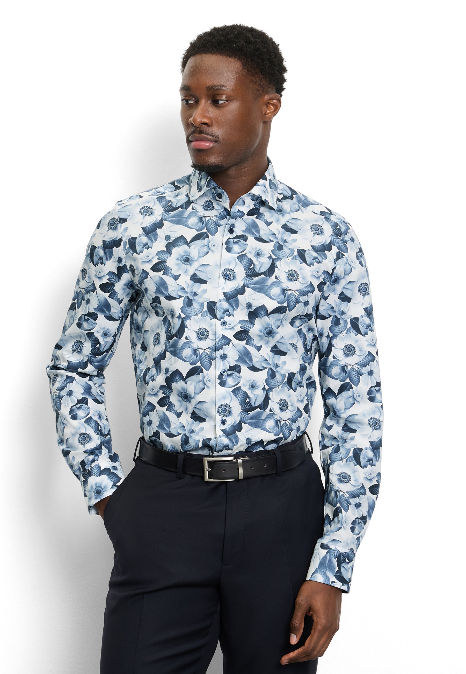OLYMP Level Five body fit Shirt Blue 43 4