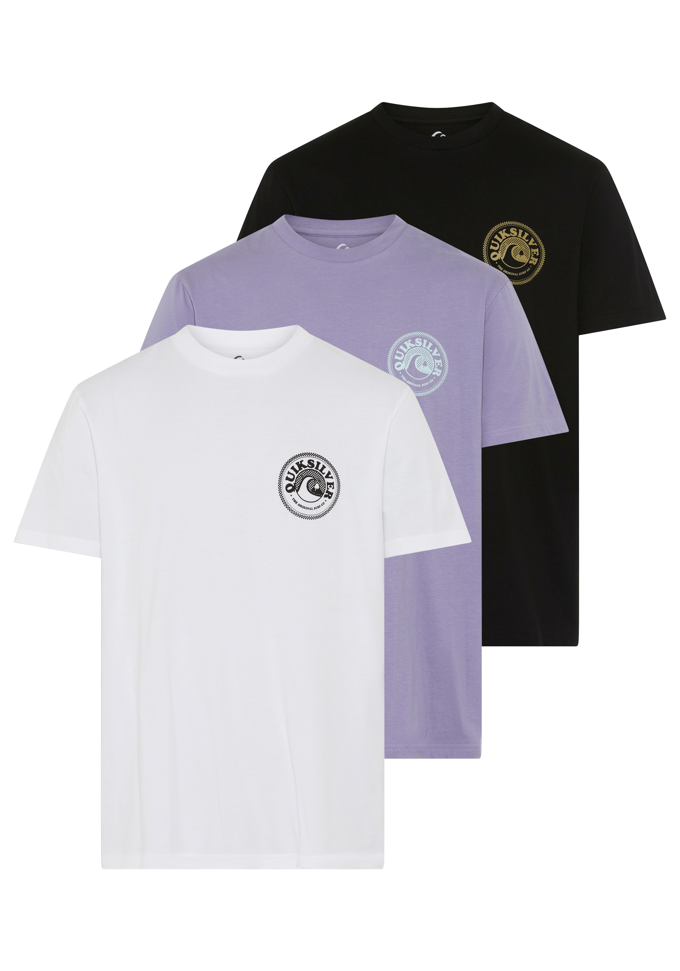 Quiksilver T-Shirt "MINIDISCO 3PACK" 3 tlg. 3er-Pack, Kurzarm-Design, aus Baumwolle, auch in großen Größen