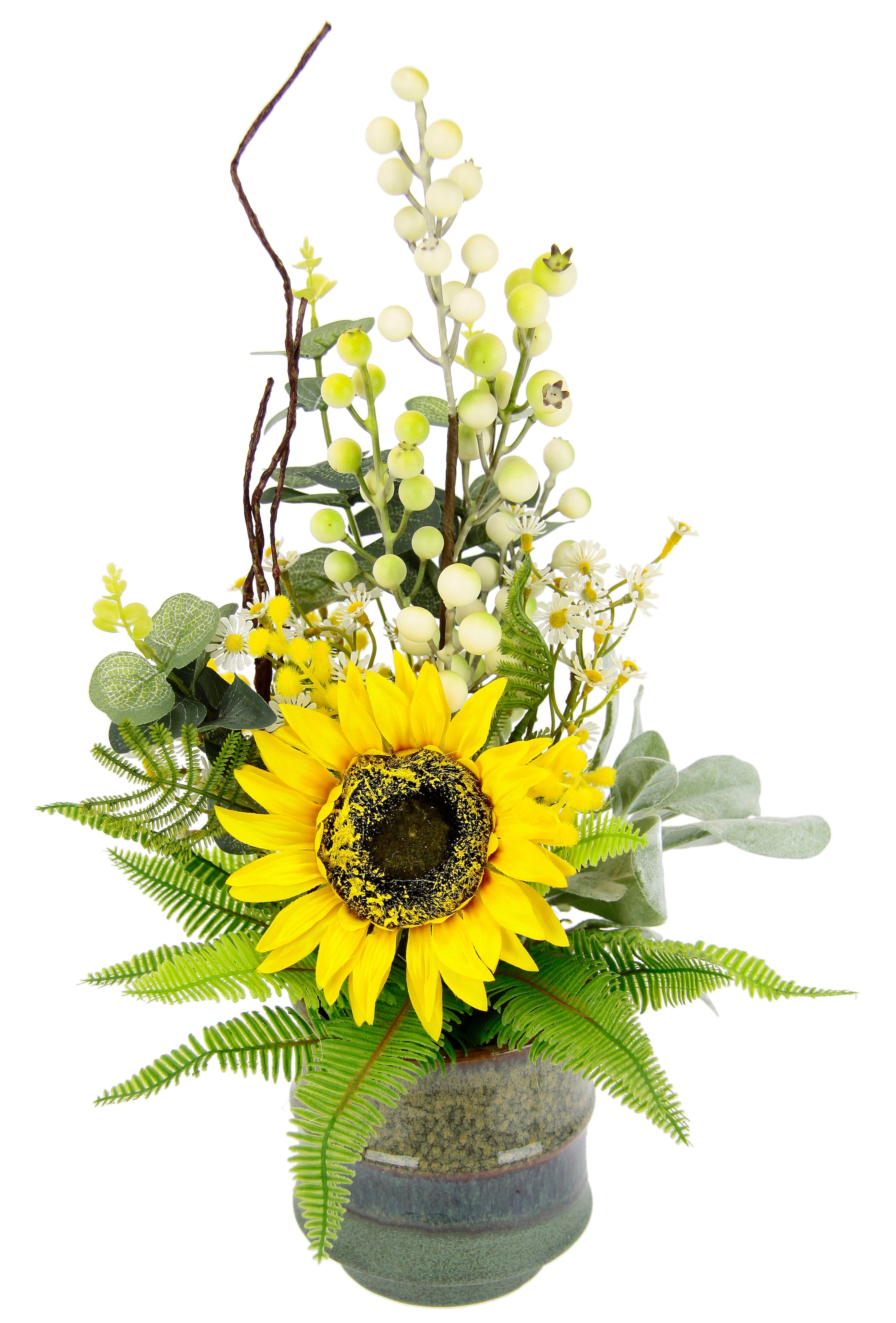 I.GE.A. Kunstblume »Sonnenblume«, Im Topf aus Keramik Blumen Arrangement Tischdeko