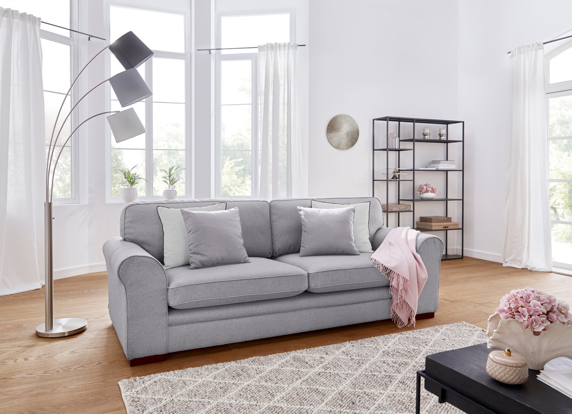 Home affaire 3-Sitzer "Broughton" weicher Sitzkomfort, incl. 2 Zierkissen, günstig online kaufen