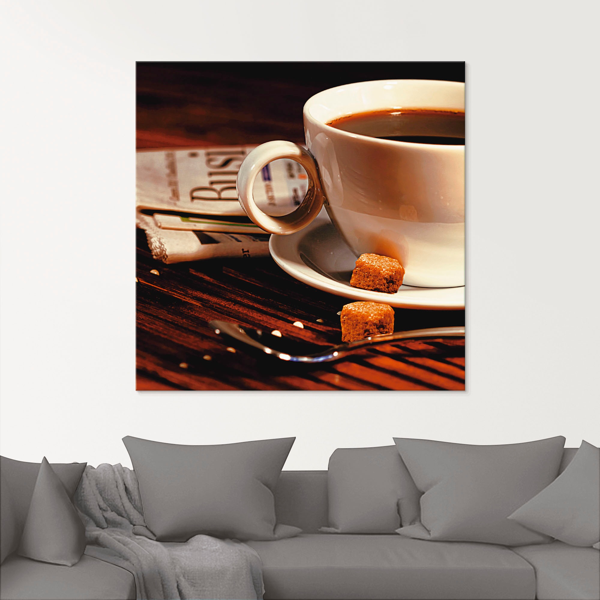 Artland Glasbild "Kaffeetasse und Zeitung", Getränke, (1 St.), in verschied günstig online kaufen